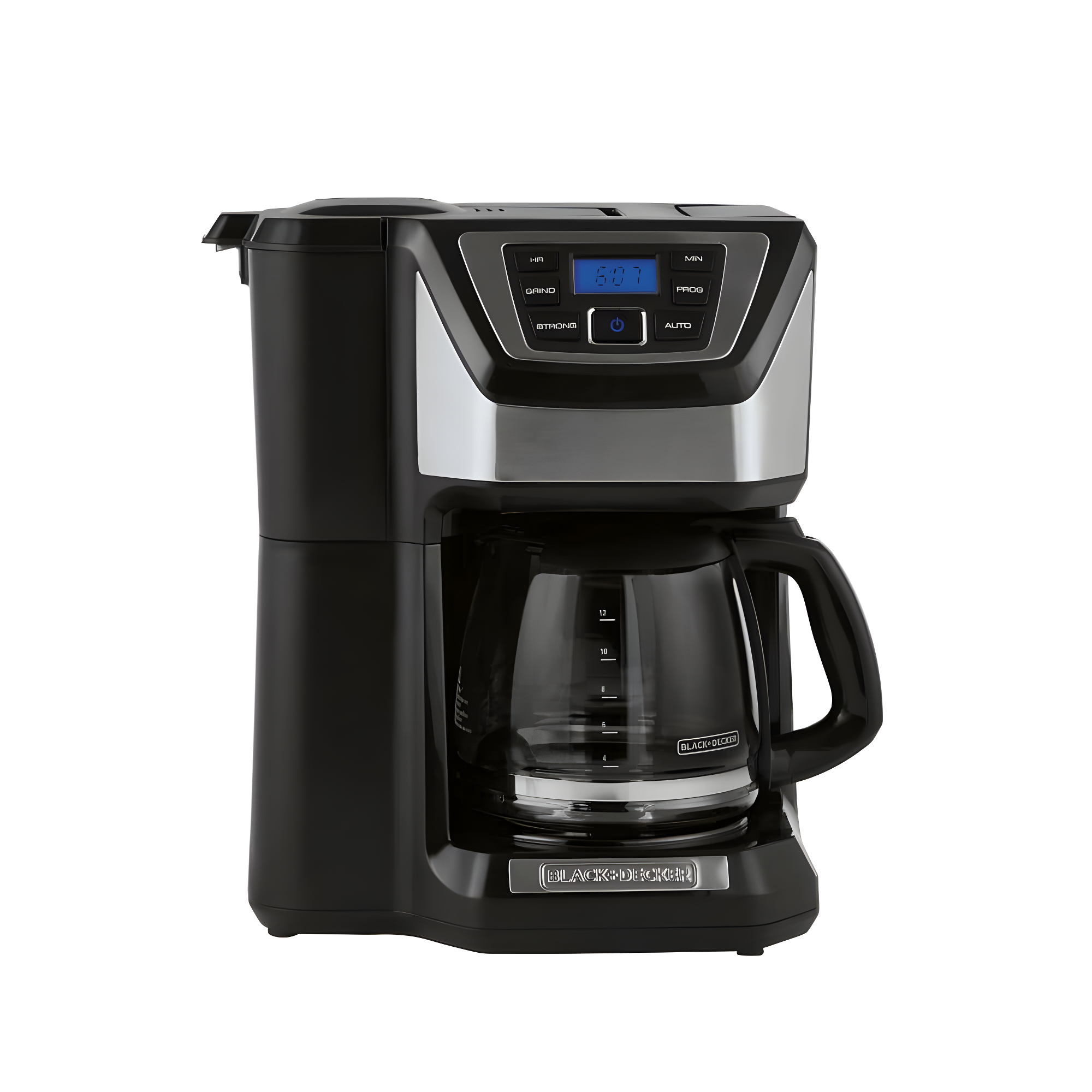 BLACK+DECKER 12-Cup Mill and Brew Coffee Maker, Automatic Grind and Brew Drip Coffee Machine, Programmable, Sneak-A-Cup, Reusable Filter