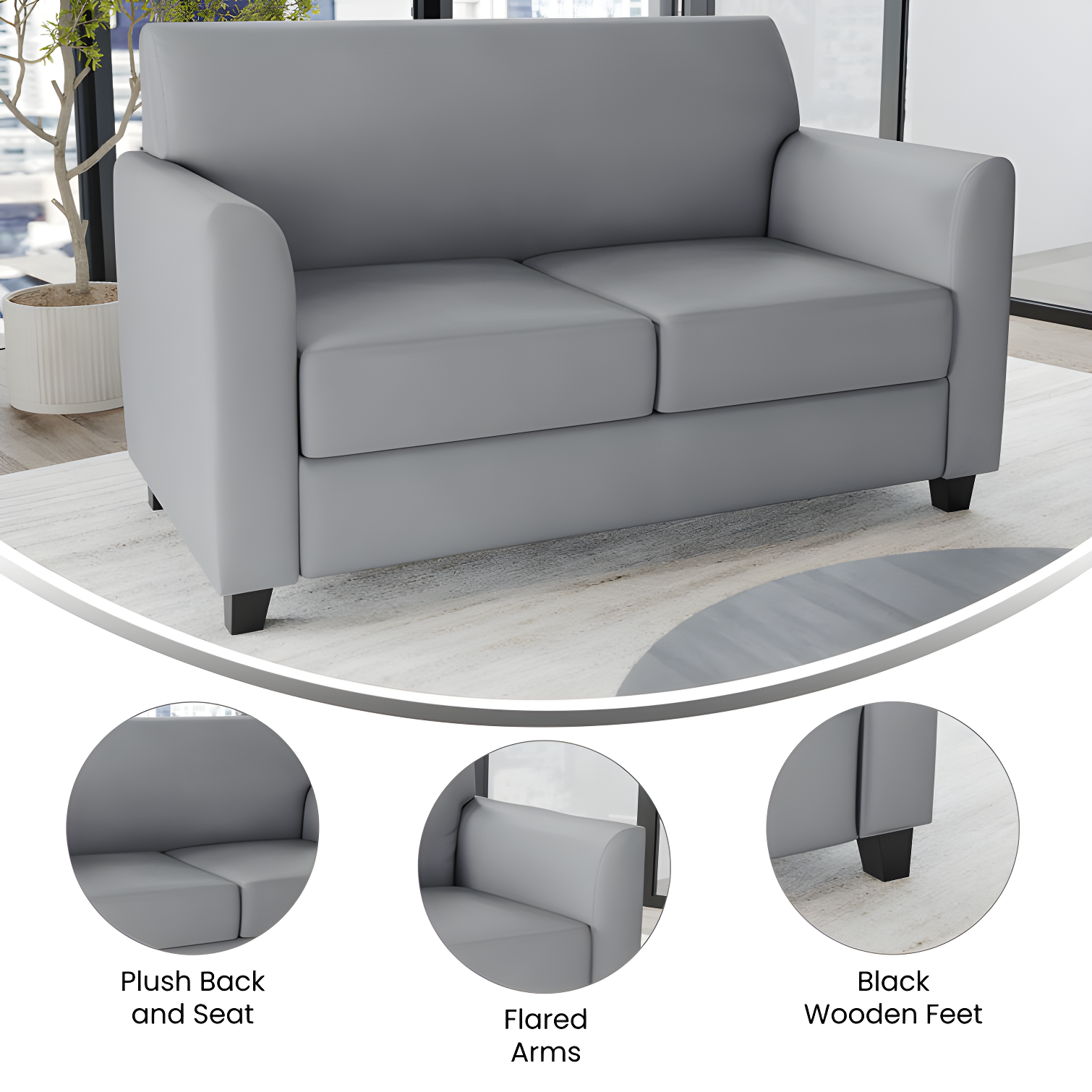 Hercules Junkersfeld 52" Modern LeatherSoft Upholstered Reception Loveseat