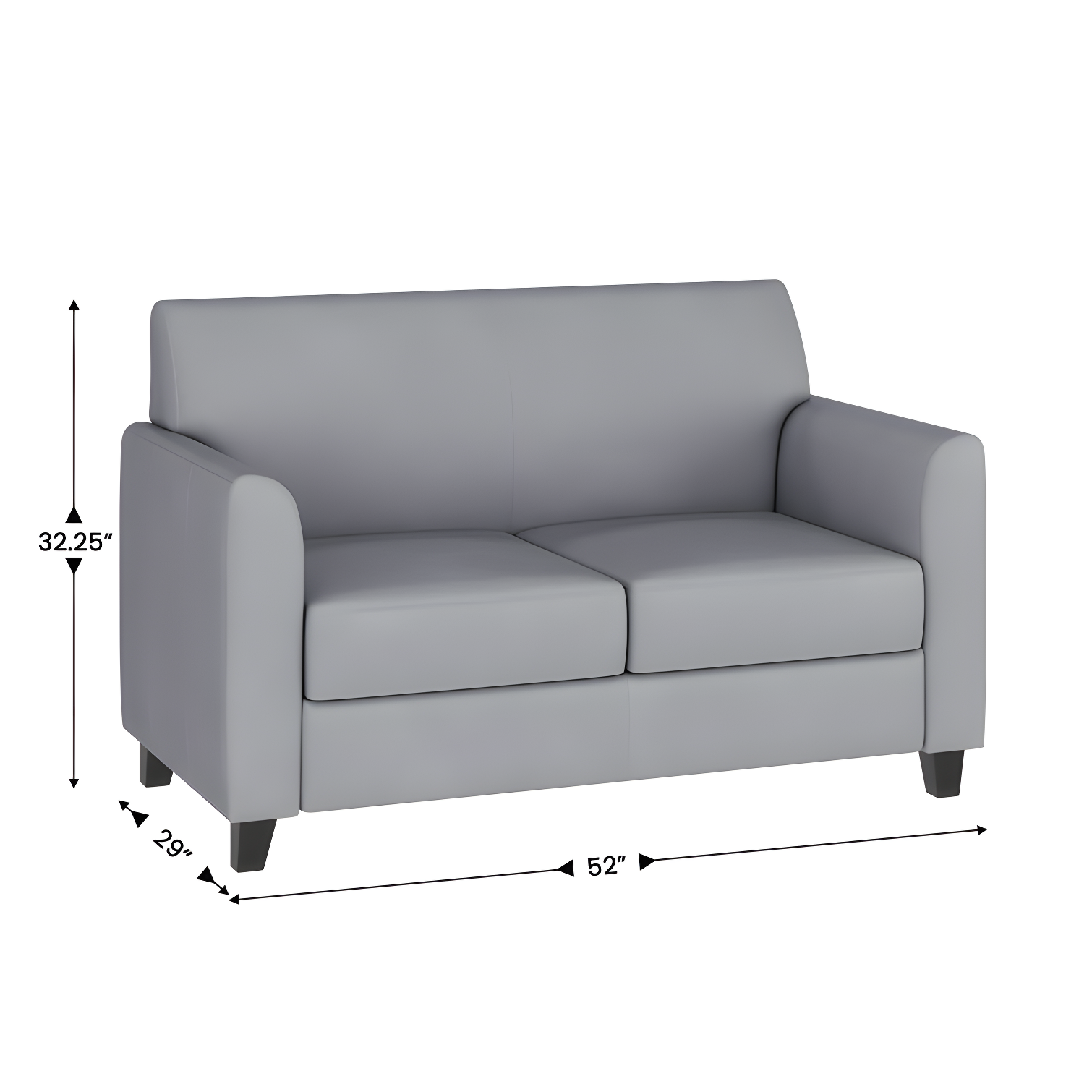 Hercules Junkersfeld 52" Modern LeatherSoft Upholstered Reception Loveseat
