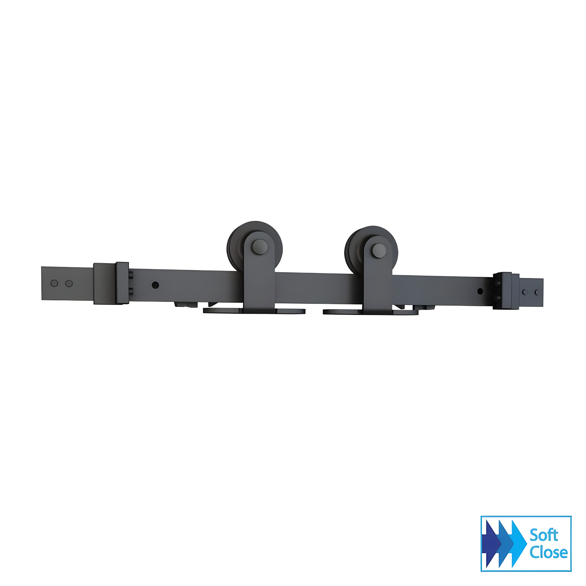 78 in Soft Close Black Solid Steel Sliding Rolling Barn Door Hardware Kit for Single Wood Doors