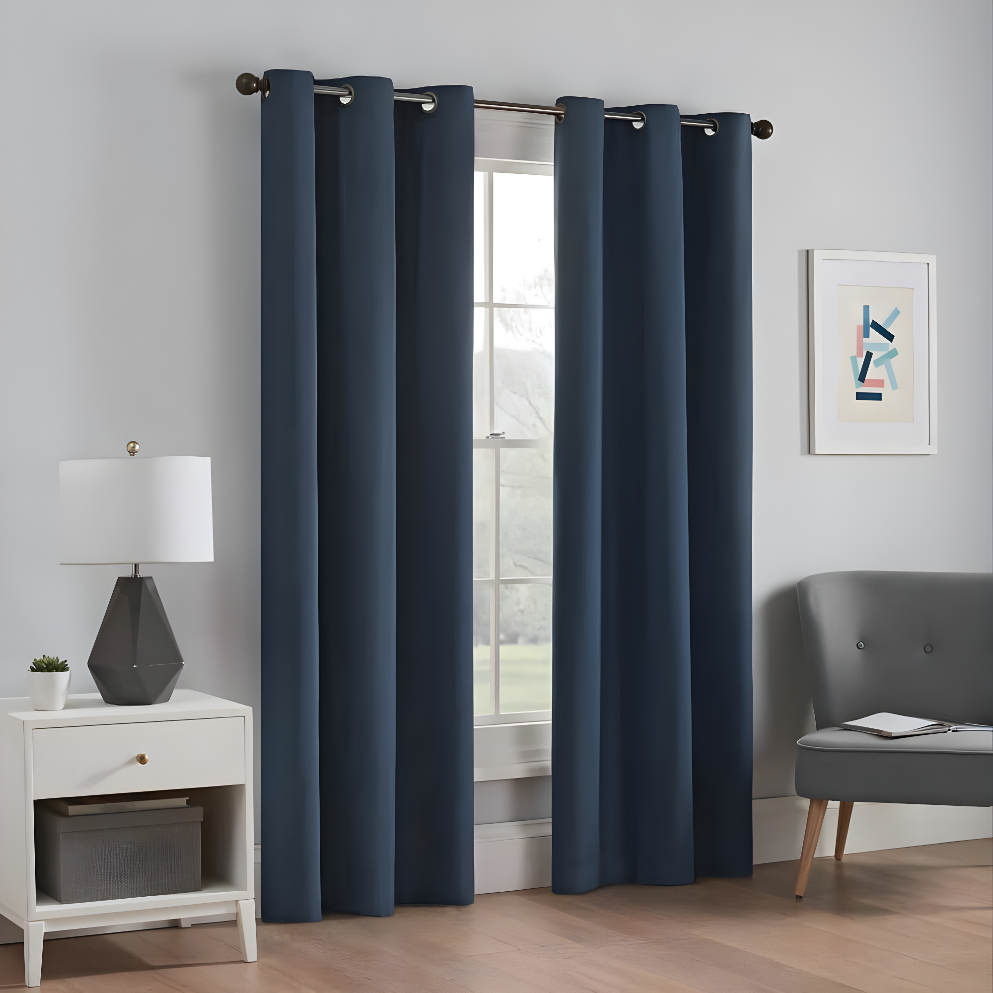 Eclipse Microfiber Blackout Grommet Curtains, Solid Thermaback Window Curtains