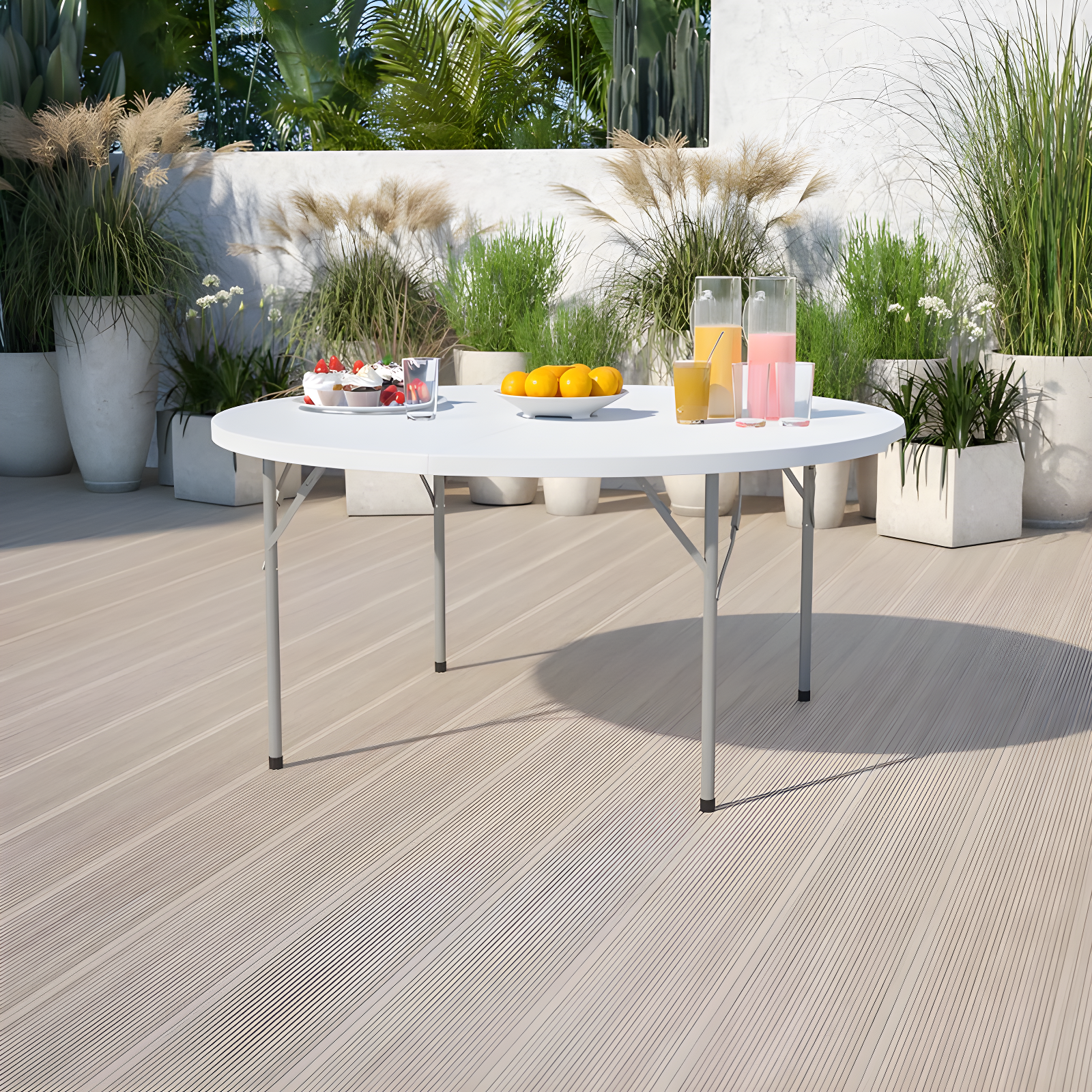 Noah 5' Round Plastic Event Folding Table by Flash Furniture