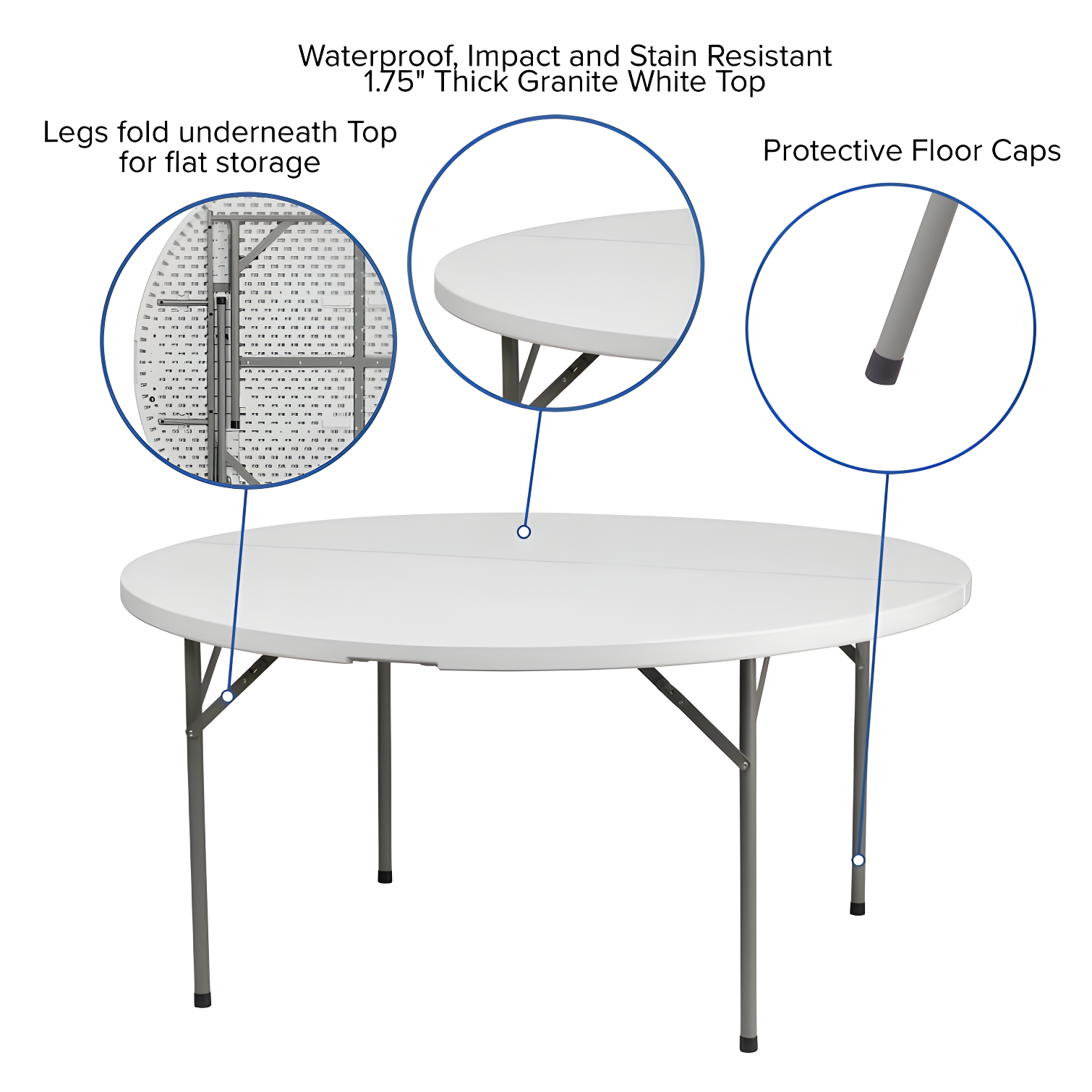 Noah 5' Round Plastic Event Folding Table by Flash Furniture