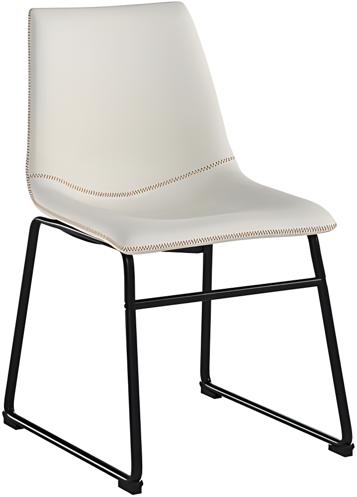 Roundhill Furniture Lotusville Vintage PU Leather Dining Chairs, White, Set of 2