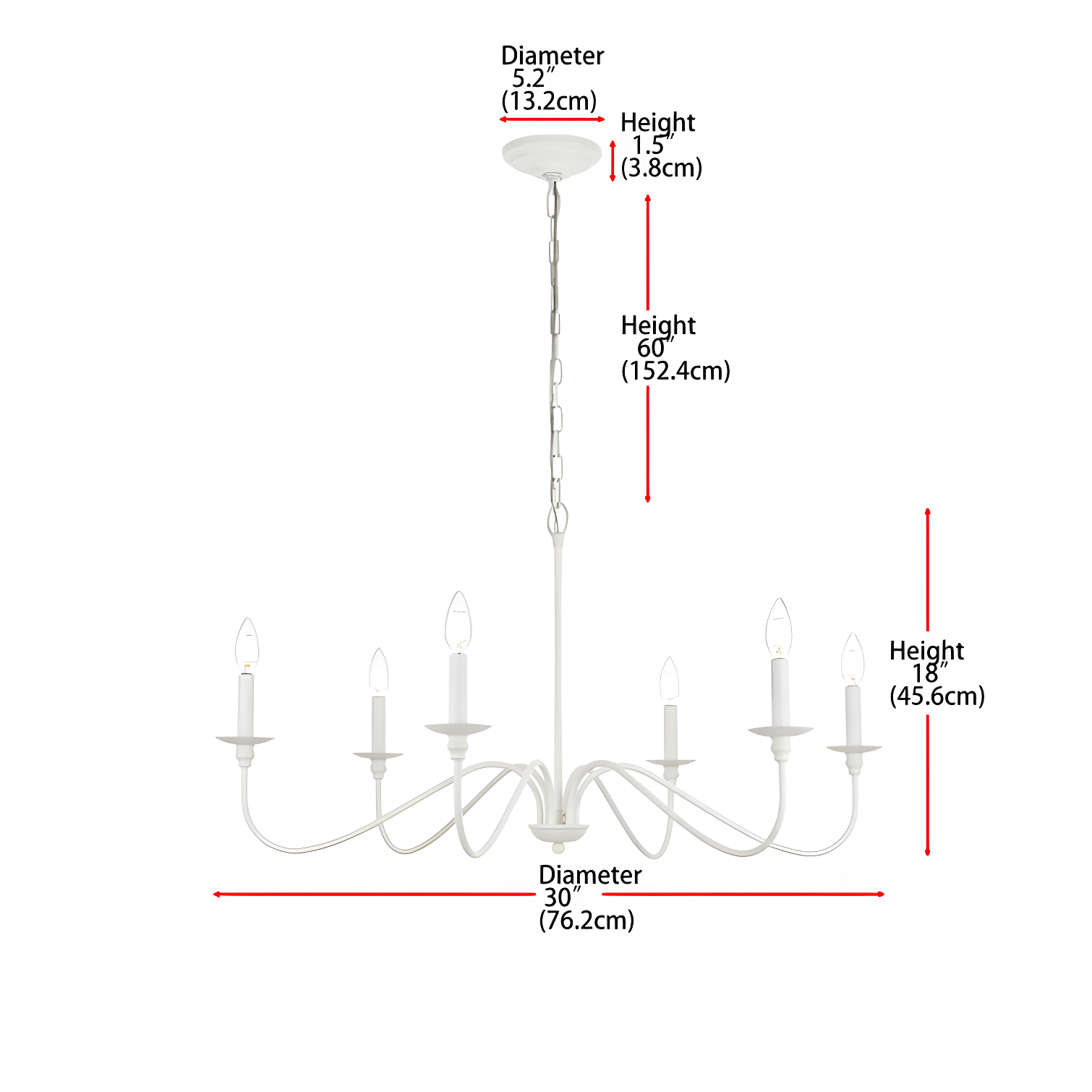 Ableton 6 Light Metal Dimmable Chandelier