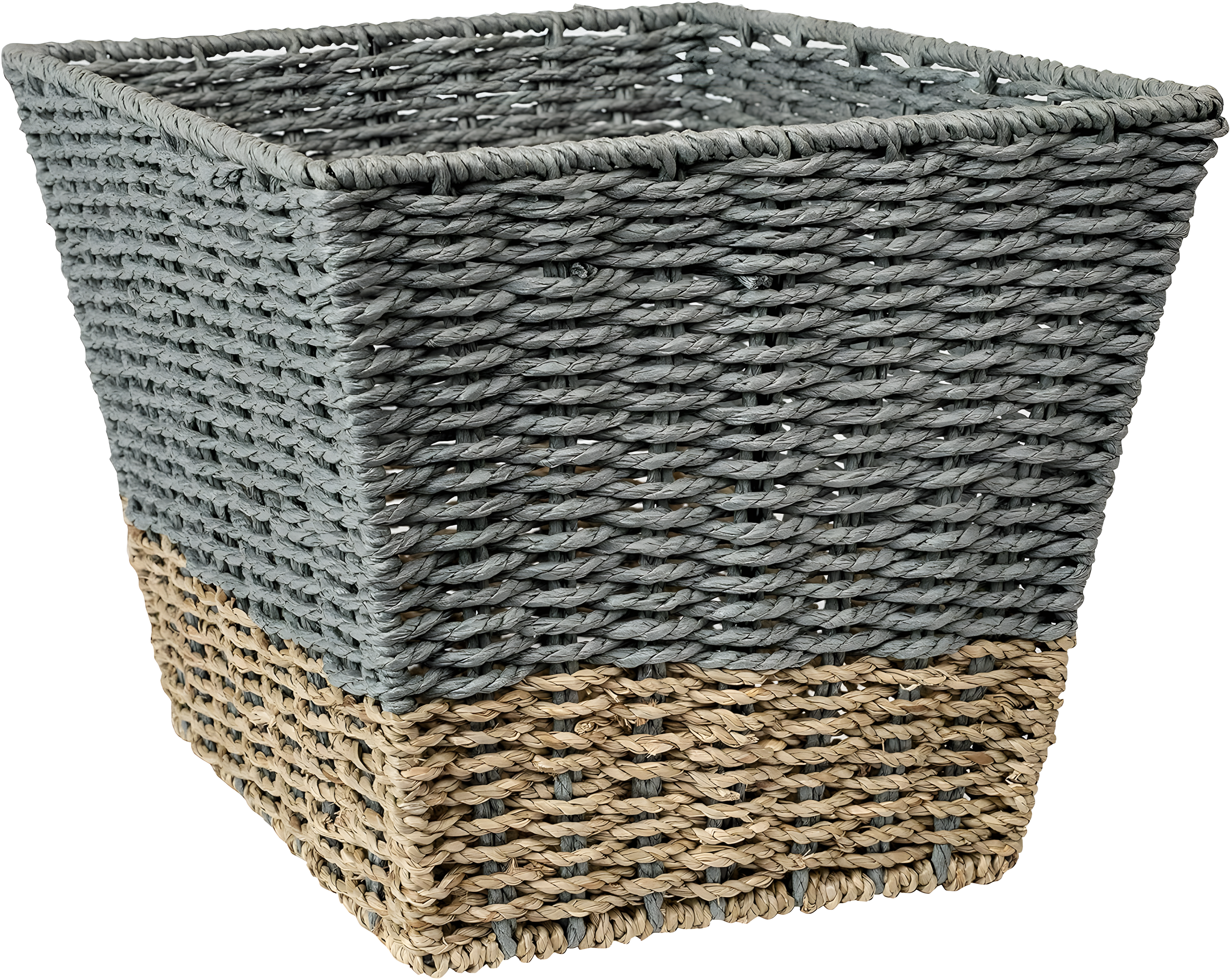 Honey-Can-Do Seagrass Set of 3 Square Nesting Storage Baskets, Natural and Gray