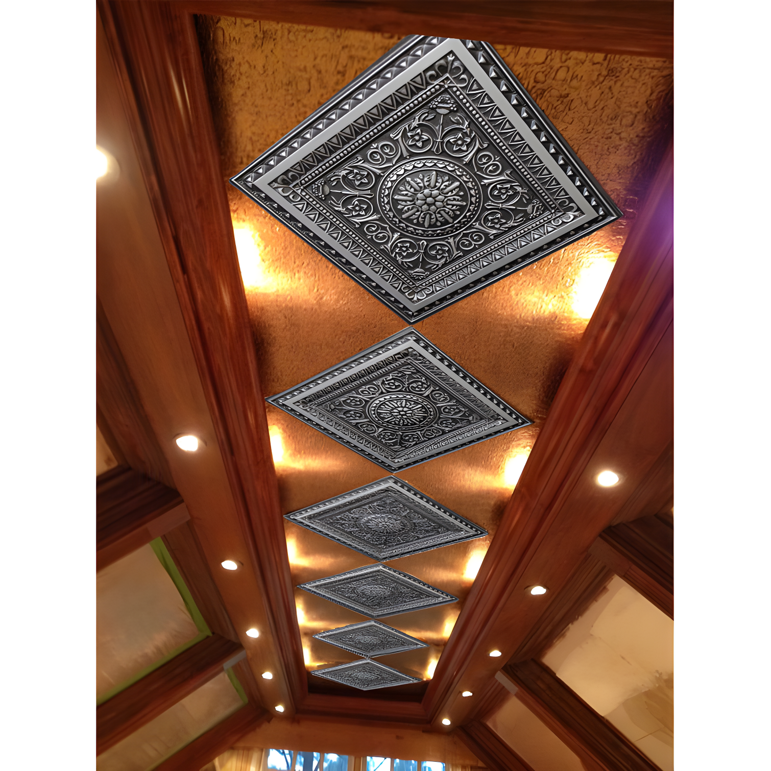 Marseille 24'' W Textured PVC Drop-In Ceiling Tile In Antique Gold