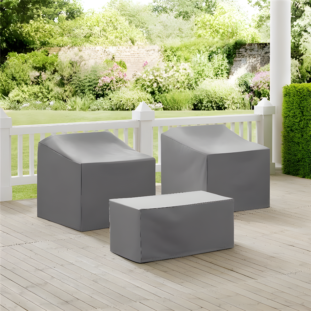 Crosley 3pc Furniture Cover Set, Two Chairs and Coffee Table, Gray: PVC & Polyester, Waterproof, Scratch-Resistant
