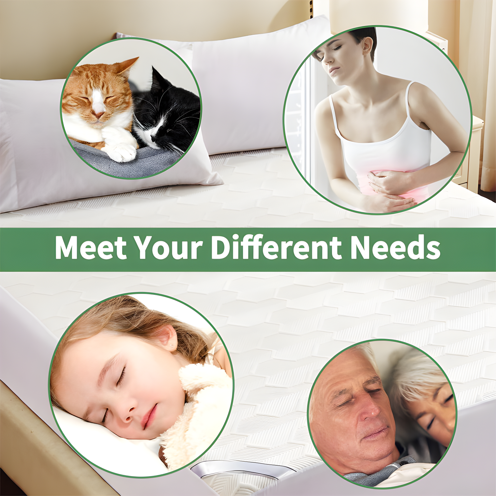 Queen Size Waterproof Mattress Protector, 40% Rayon From Bamboo Cooling Mattress Pad Cover, 3D Air Fabric Breathable Mattress Pad Fitted With Deep Pocket 6"- 15" Machine Washable