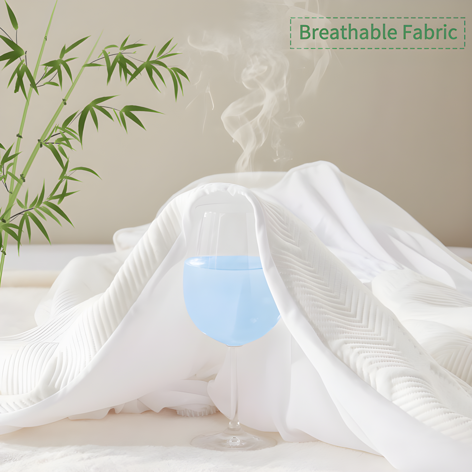 Queen Size Waterproof Mattress Protector, 40% Rayon From Bamboo Cooling Mattress Pad Cover, 3D Air Fabric Breathable Mattress Pad Fitted With Deep Pocket 6"- 15" Machine Washable