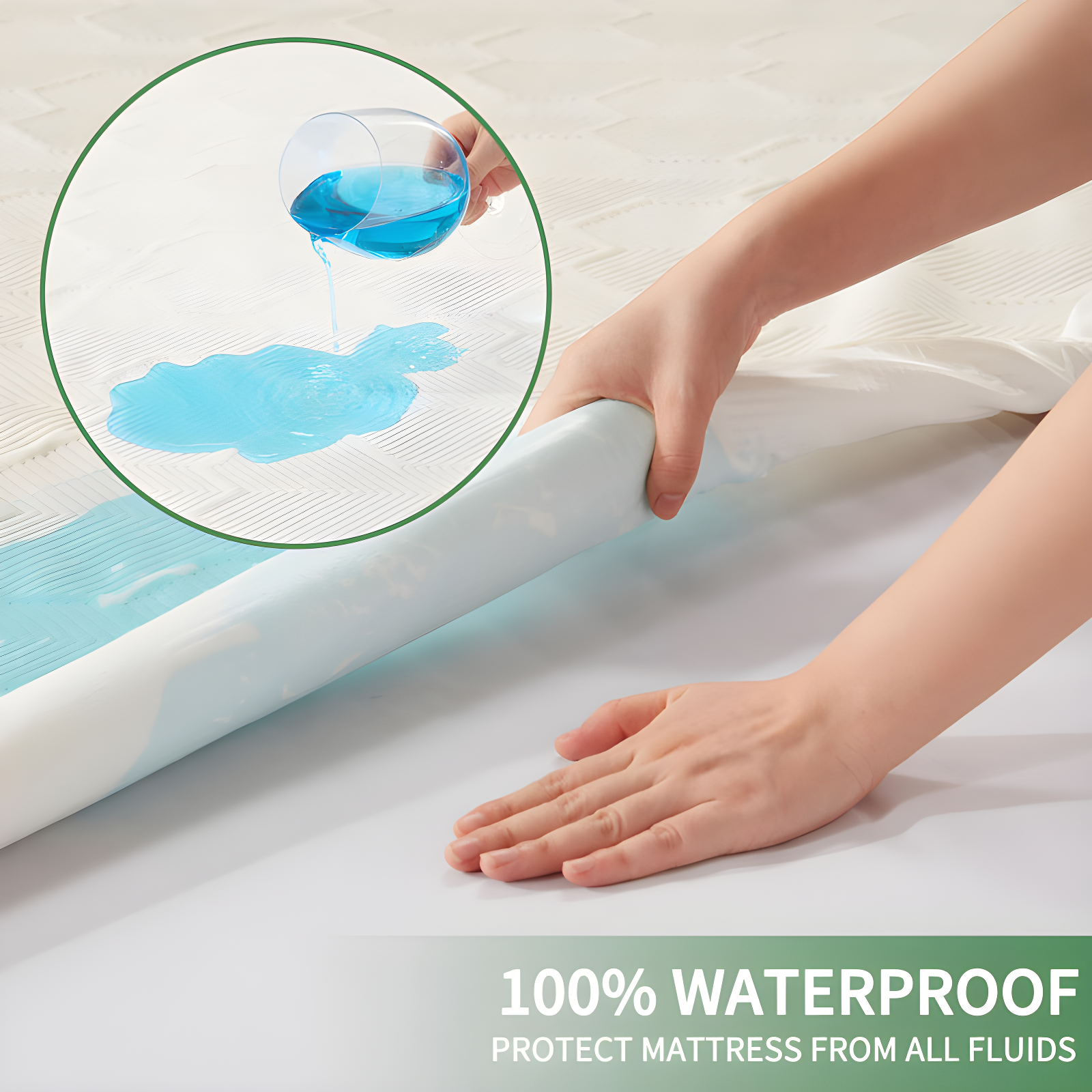 Queen Size Waterproof Mattress Protector, 40% Rayon From Bamboo Cooling Mattress Pad Cover, 3D Air Fabric Breathable Mattress Pad Fitted With Deep Pocket 6"- 15" Machine Washable