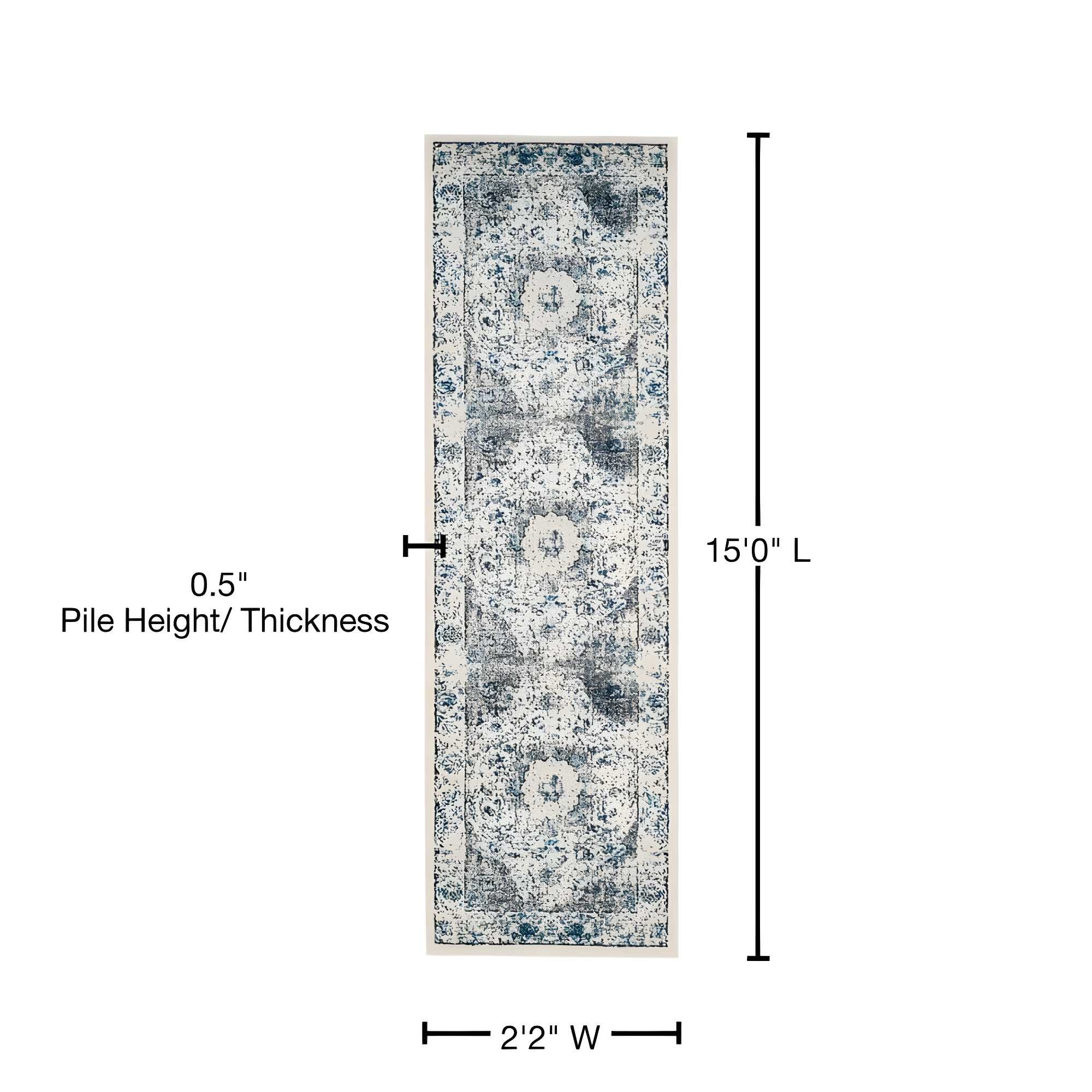 Evoke EVK220 Power Loomed Runner Rug - Ivory/Grey - 2'2"x15' - Safavieh.