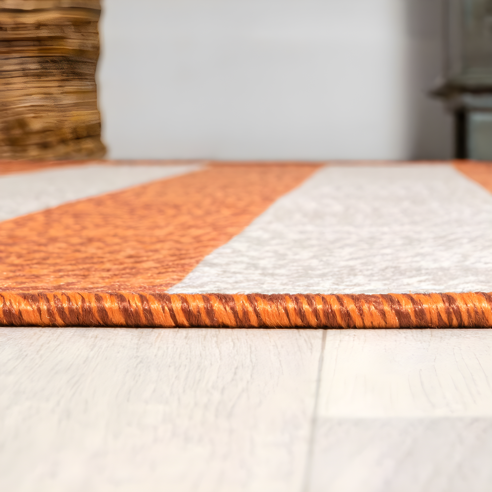 3' x 5' Negril Two-Tone Wide Stripe Indoor/Outdoor Area Rug, Orange/Beige - JONATHAN Y