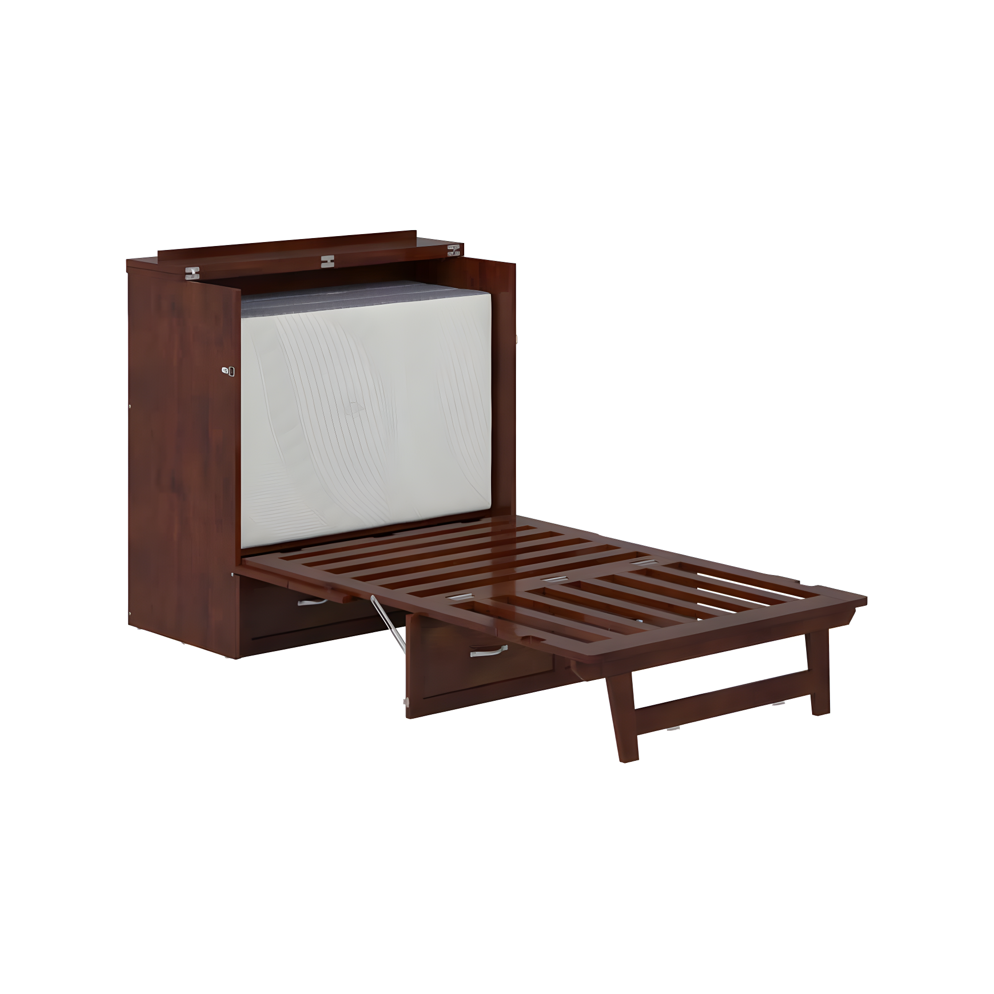 AFI Northfield Walnut Twin XL Solid Wood Murphy Bed Chest