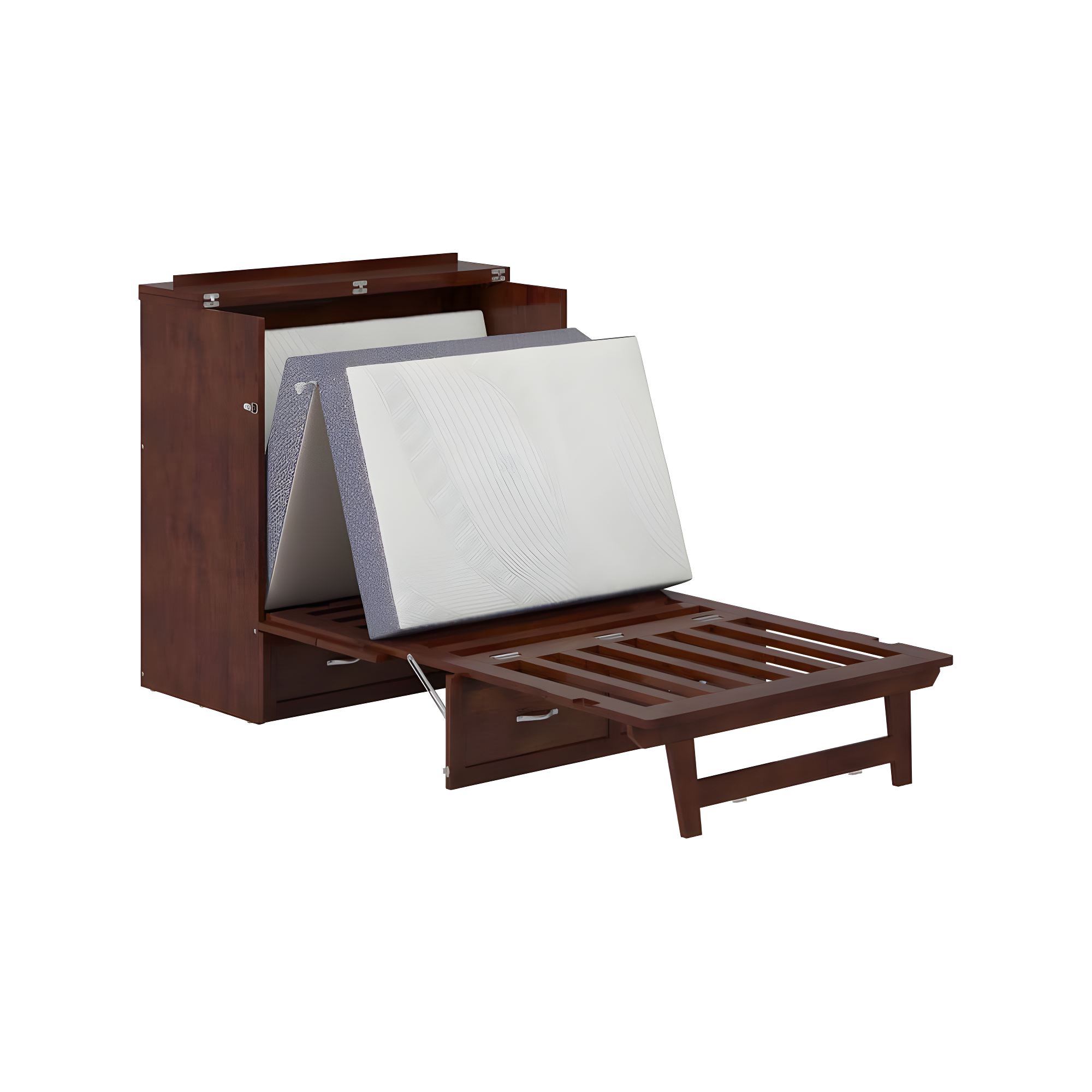 AFI Northfield Walnut Twin XL Solid Wood Murphy Bed Chest