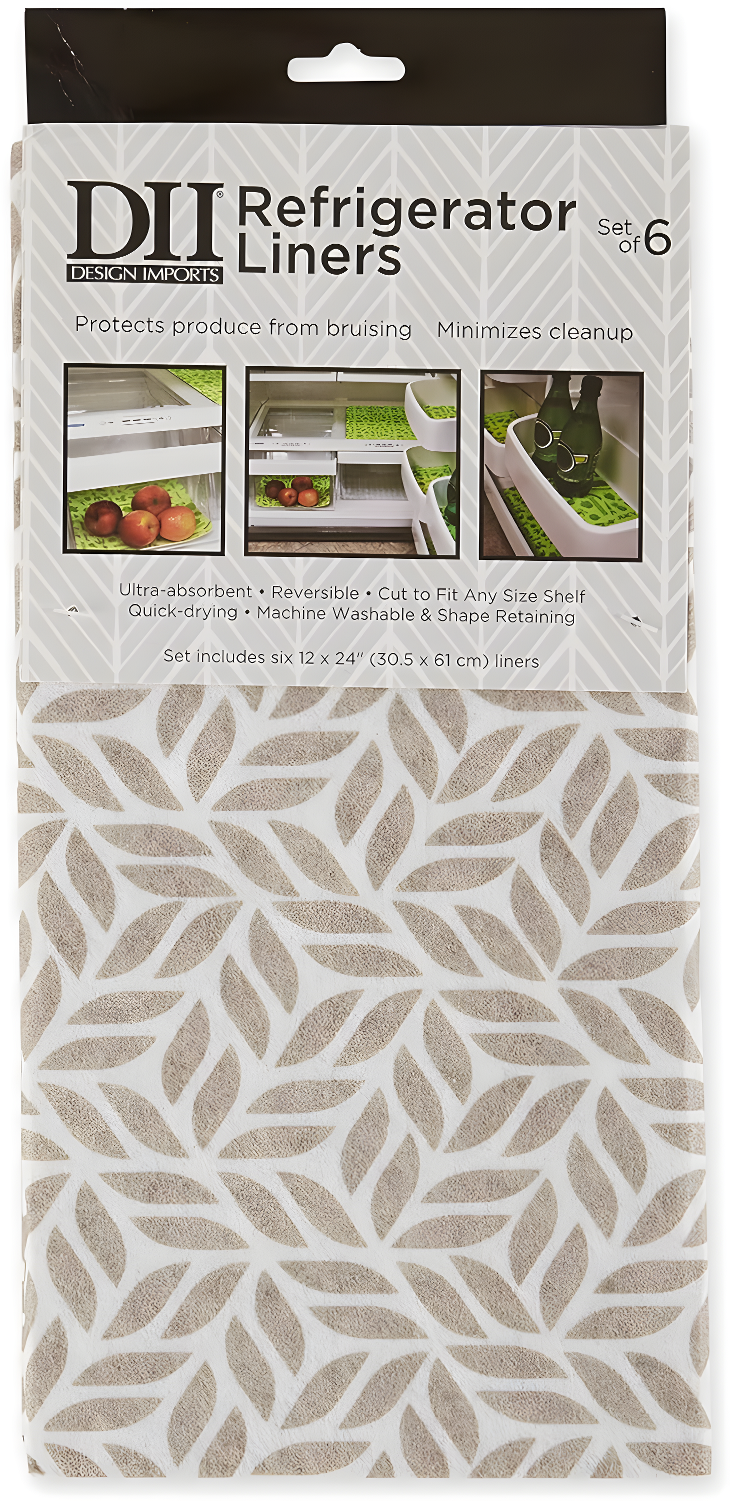 Design Imports Abstract Leaf Print Liner (Set of 6)