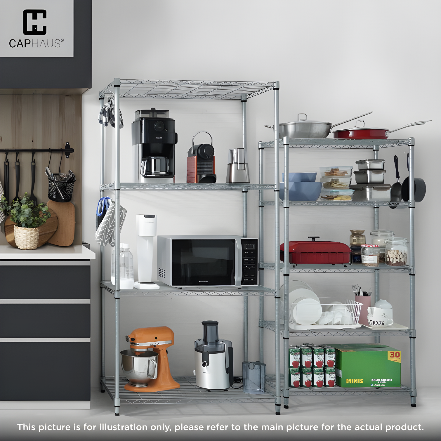 CAPHAUS NSF Commercial Grade Heavy Duty Wire Shelving w/ Wheels, w/ Liner, 36 x 18 x 76 5-Tier