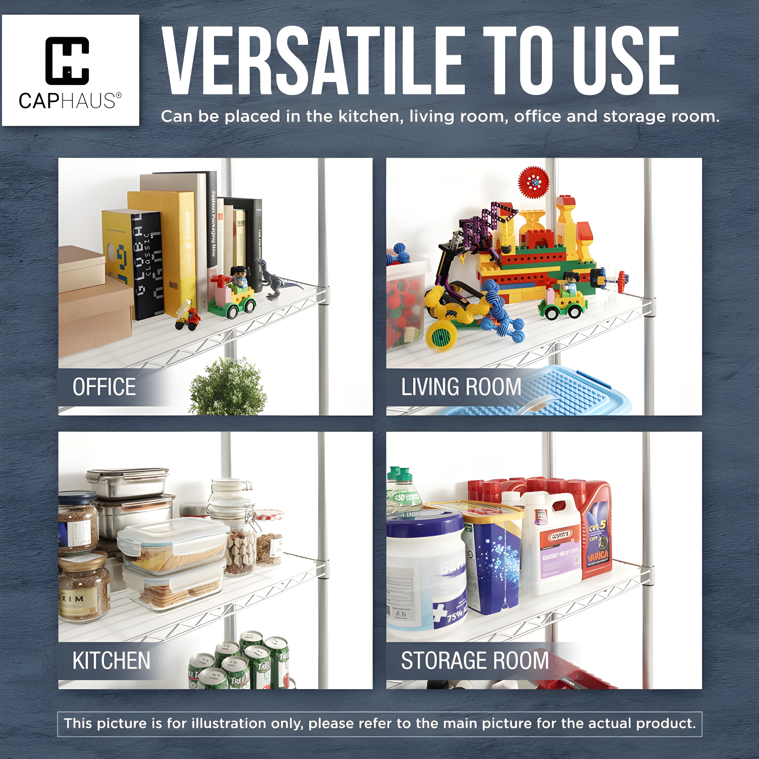 CAPHAUS NSF Commercial Grade Heavy Duty Wire Shelving w/ Wheels, w/ Liner, 36 x 18 x 76 5-Tier