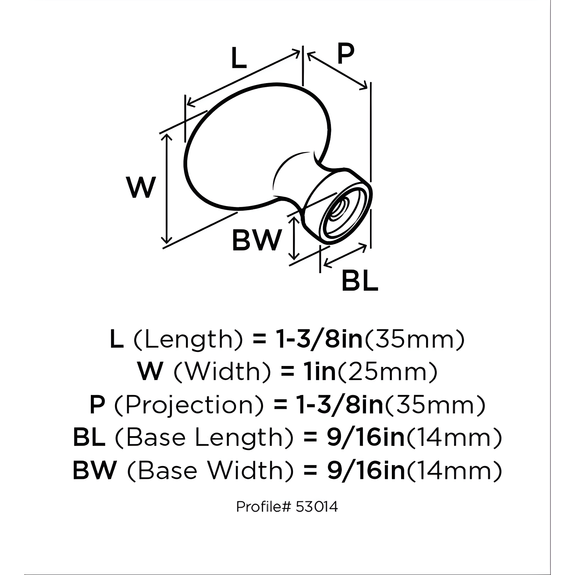 1 3/8" Length Oval Knob Multipack