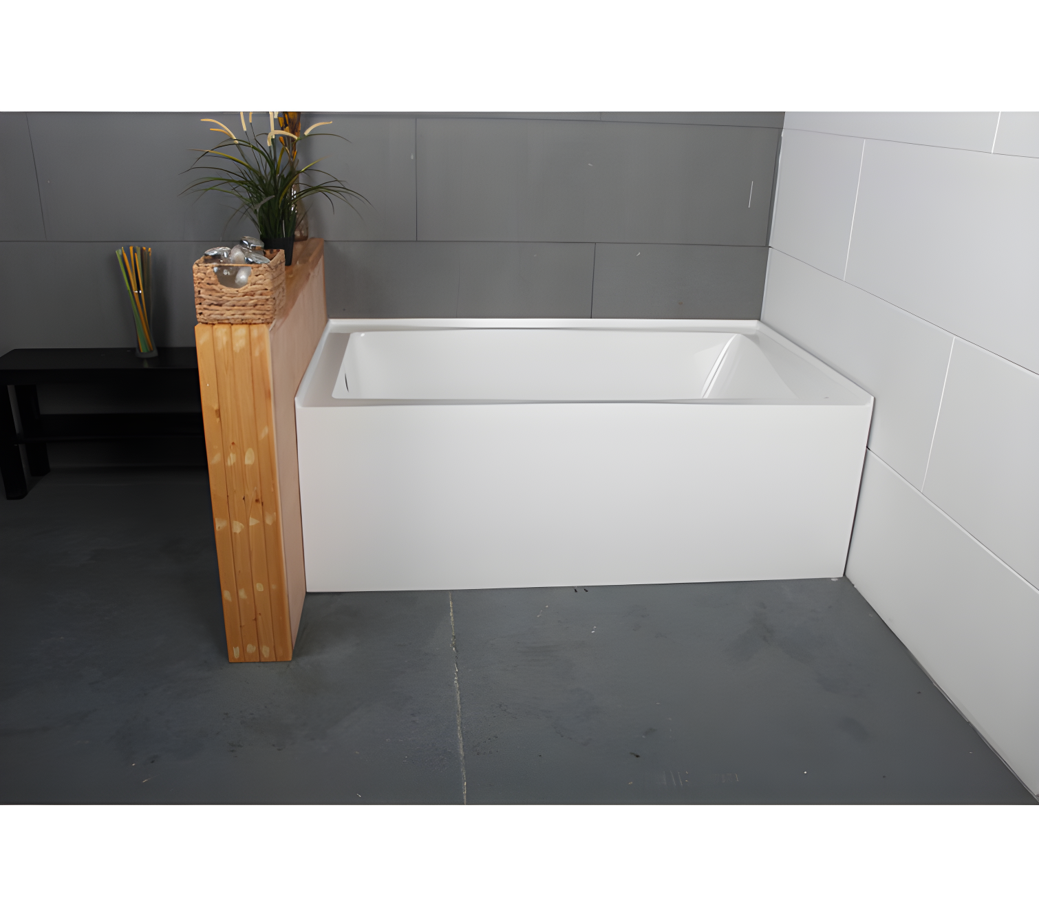 Kingston Brass Aqua Eden 60-Inch Acrylic Rectangular 3-Wall Alcove Tub