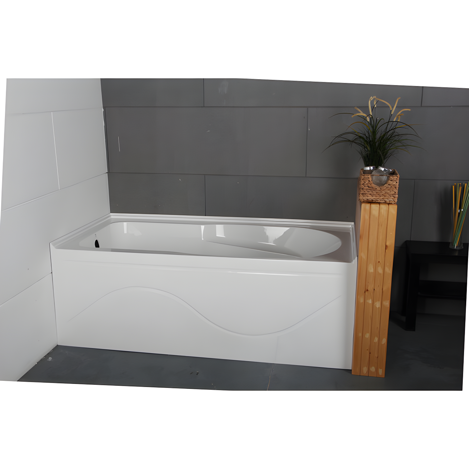 Kingston Brass Aqua Eden 60-Inch Acrylic Rectangular 3-Wall Alcove Tub