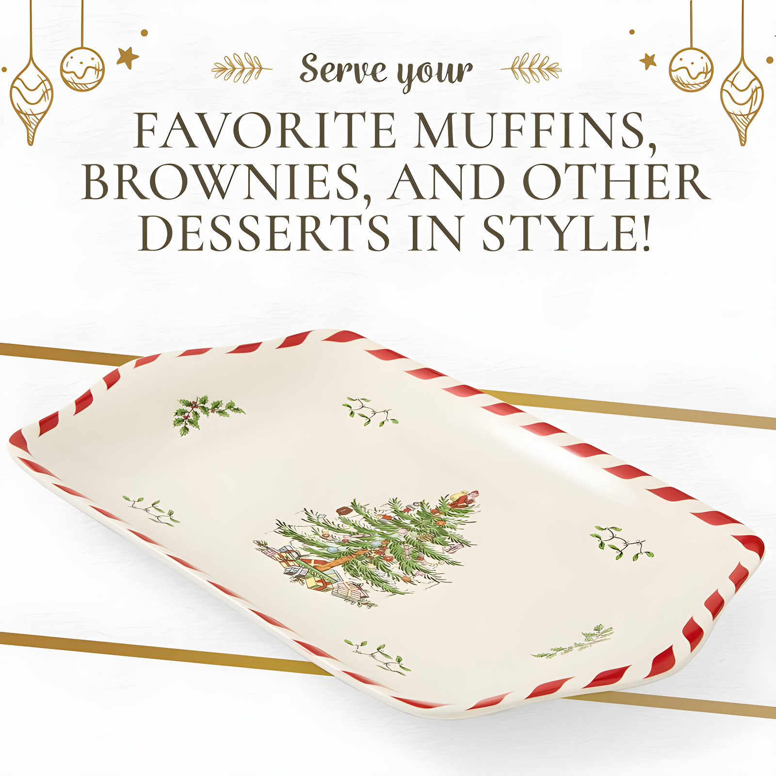 Spode Christmas Tree Peppermint Dessert Tray