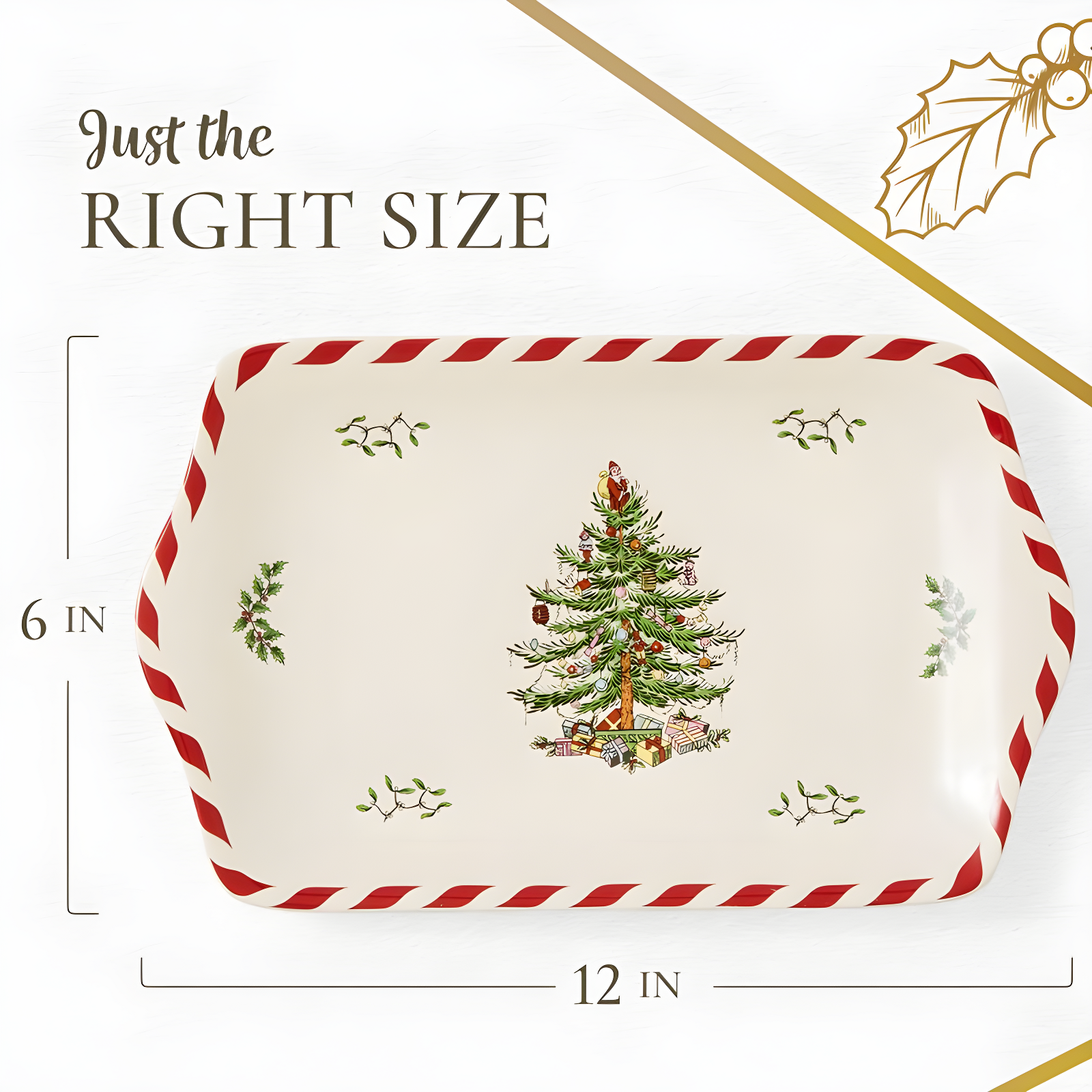 Spode Christmas Tree Peppermint Dessert Tray