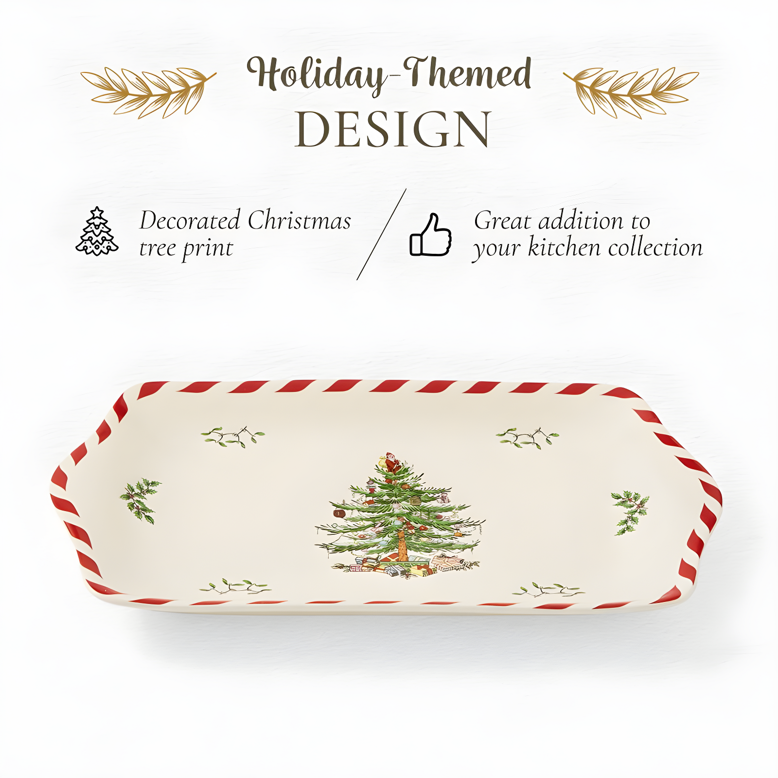 Spode Christmas Tree Peppermint Dessert Tray