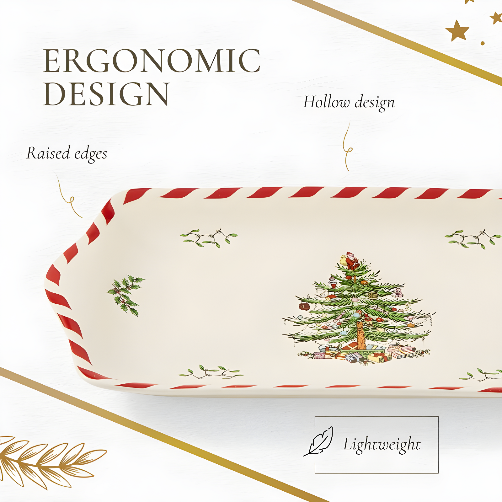 Spode Christmas Tree Peppermint Dessert Tray