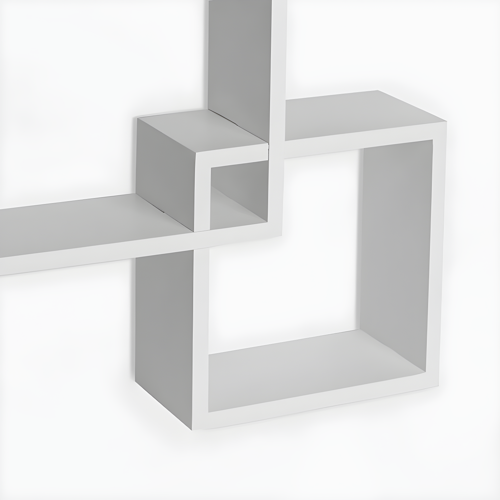 Danya B. 25.5" x 17.75" Intersecting Cube Wall Shelf White: Laminated MDF, No Assembly, 4-Tier Storage