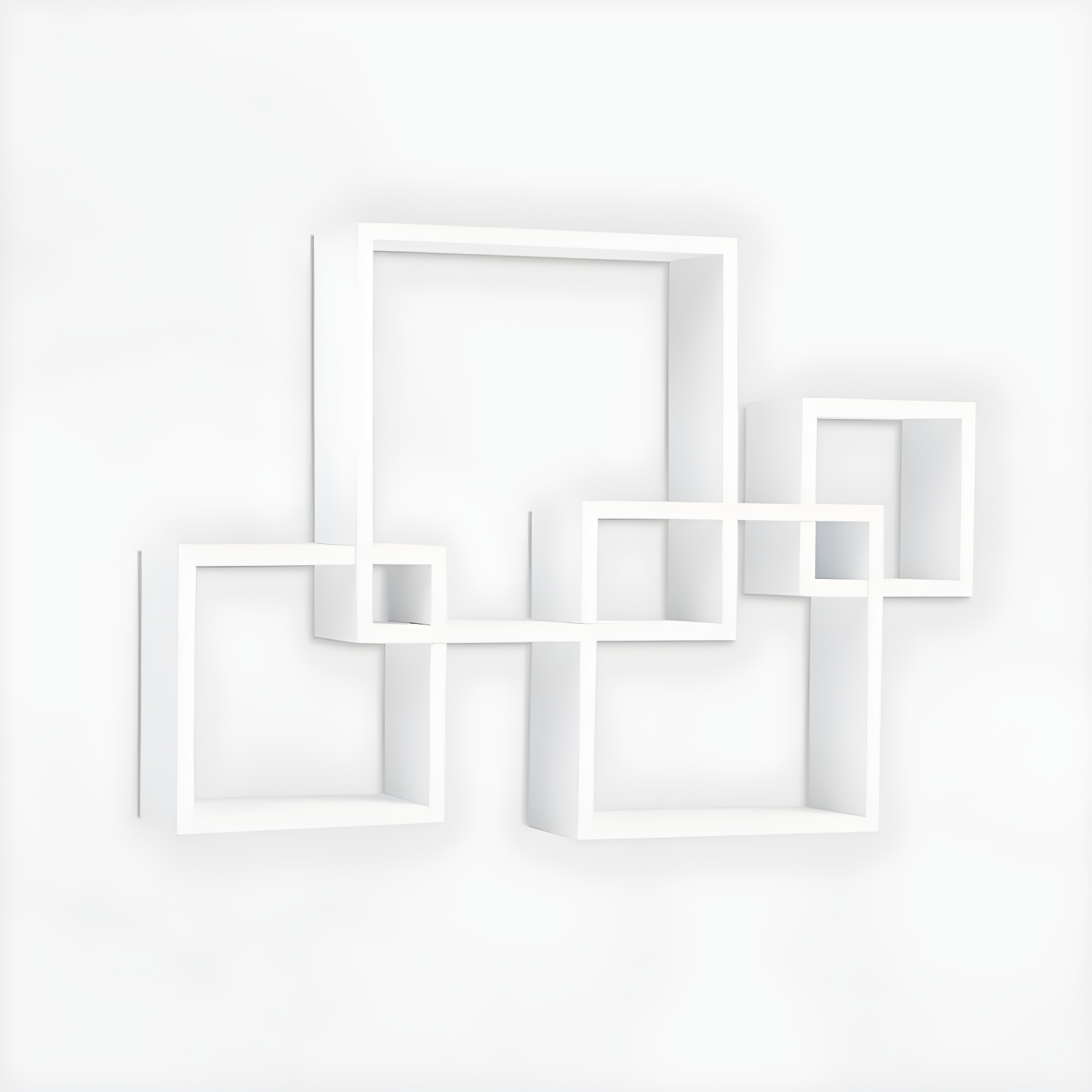 Danya B. 25.5" x 17.75" Intersecting Cube Wall Shelf White: Laminated MDF, No Assembly, 4-Tier Storage