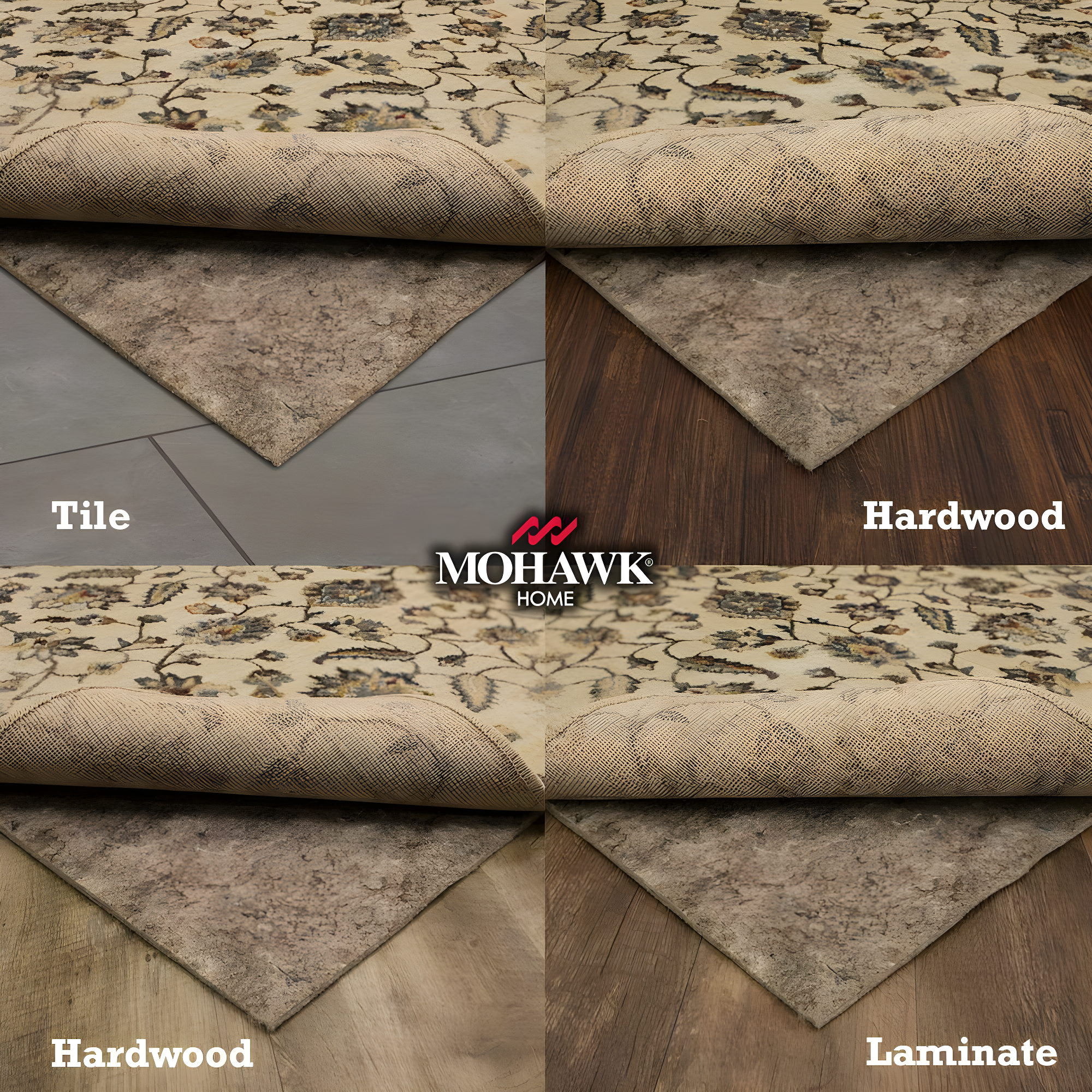 Mohawk 3'x5' Premium Dual Surface Rug Pad Natural: Skid-Resistant, Gray, Rectangle, Polyester, Latex Backing