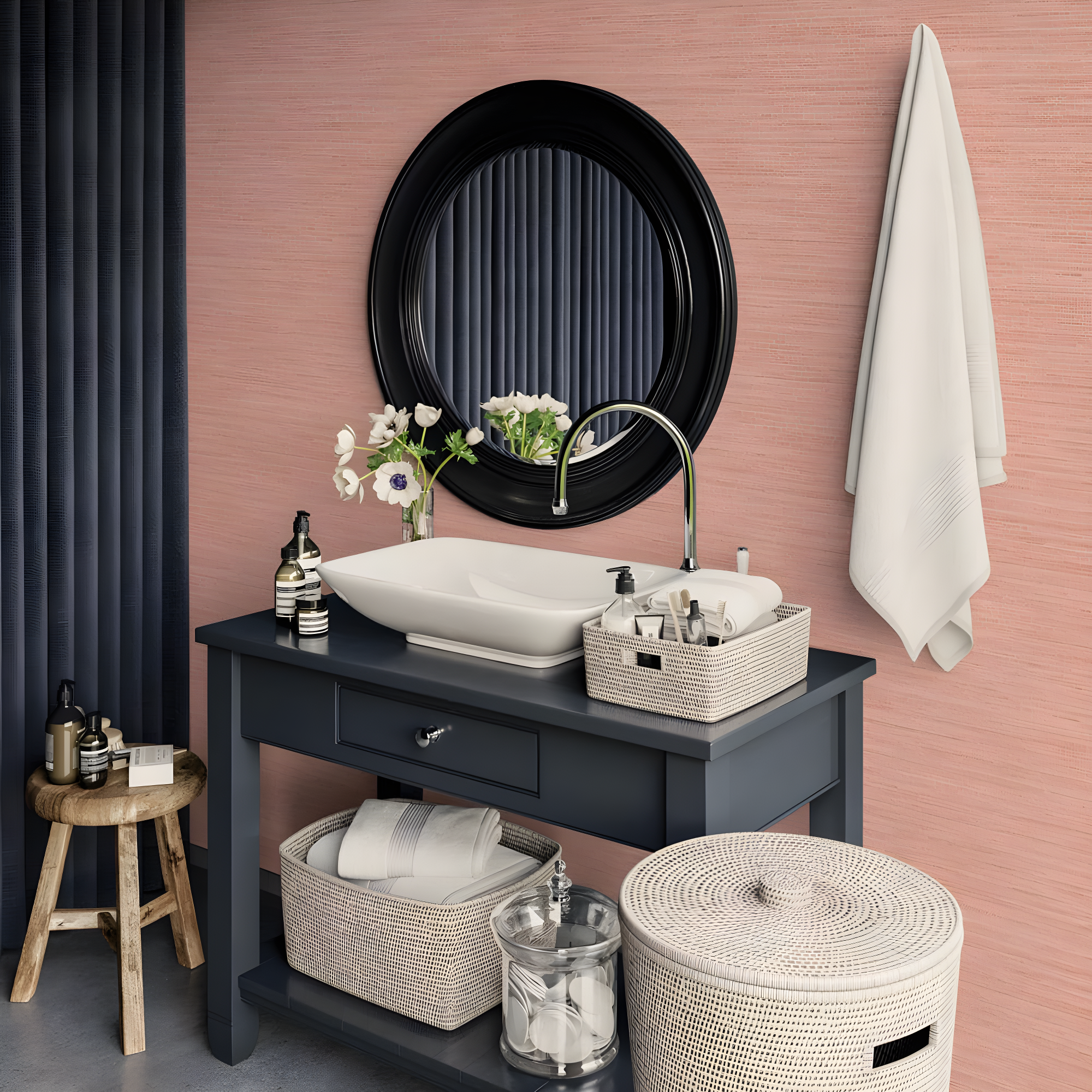 Tempaper & Co.® Fauz Horizontal Grasscloth Removable Peel and Stick Wallpaper, Textured Salmon, 28 sq. ft.: Vinyl, Prepasted