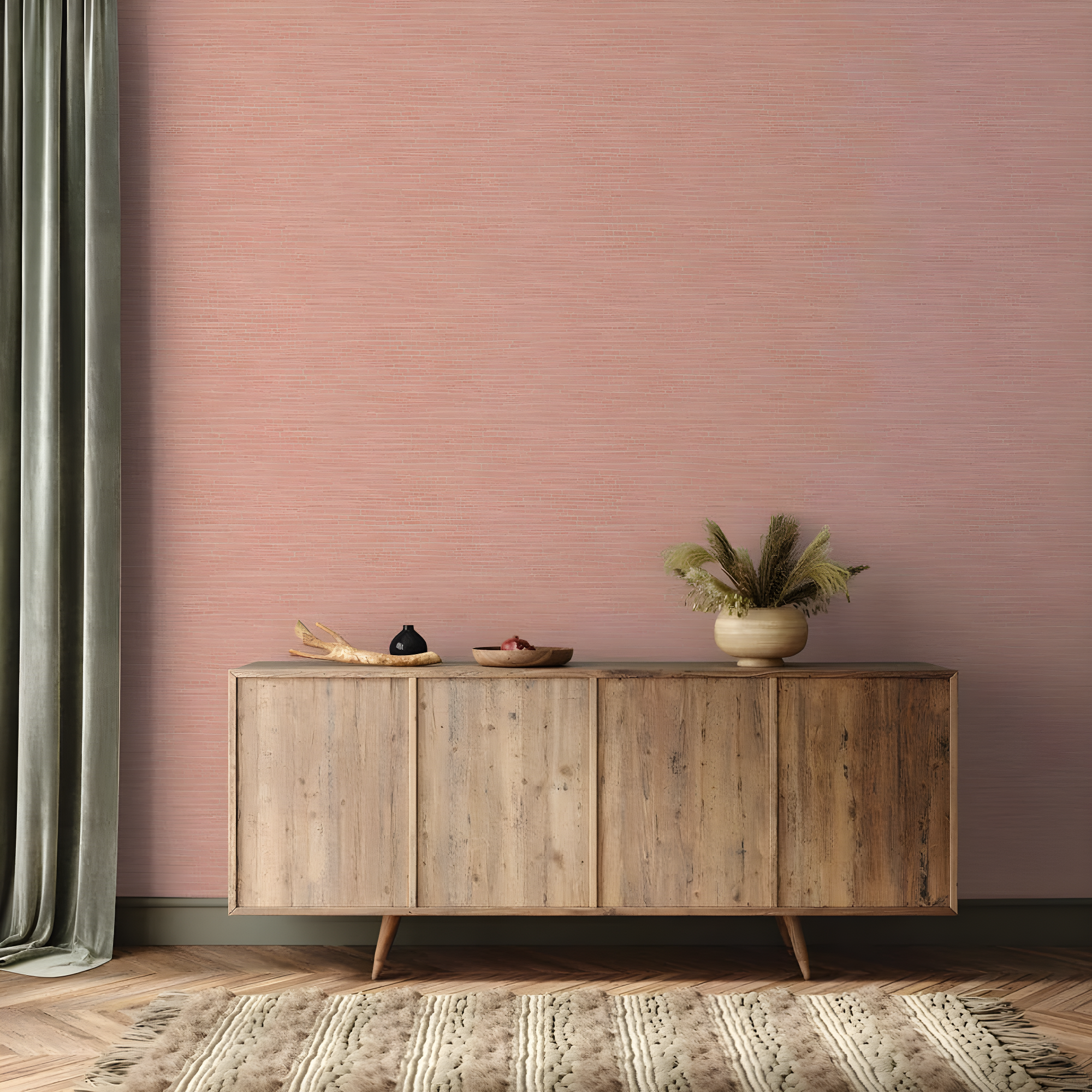 Tempaper & Co.® Fauz Horizontal Grasscloth Removable Peel and Stick Wallpaper, Textured Salmon, 28 sq. ft.: Vinyl, Prepasted