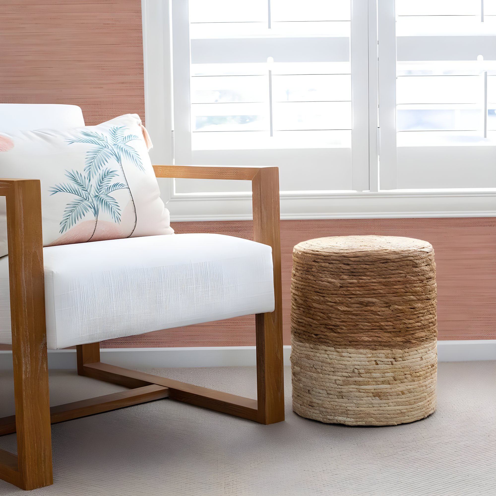 Tempaper & Co.® Fauz Horizontal Grasscloth Removable Peel and Stick Wallpaper, Textured Salmon, 28 sq. ft.: Vinyl, Prepasted
