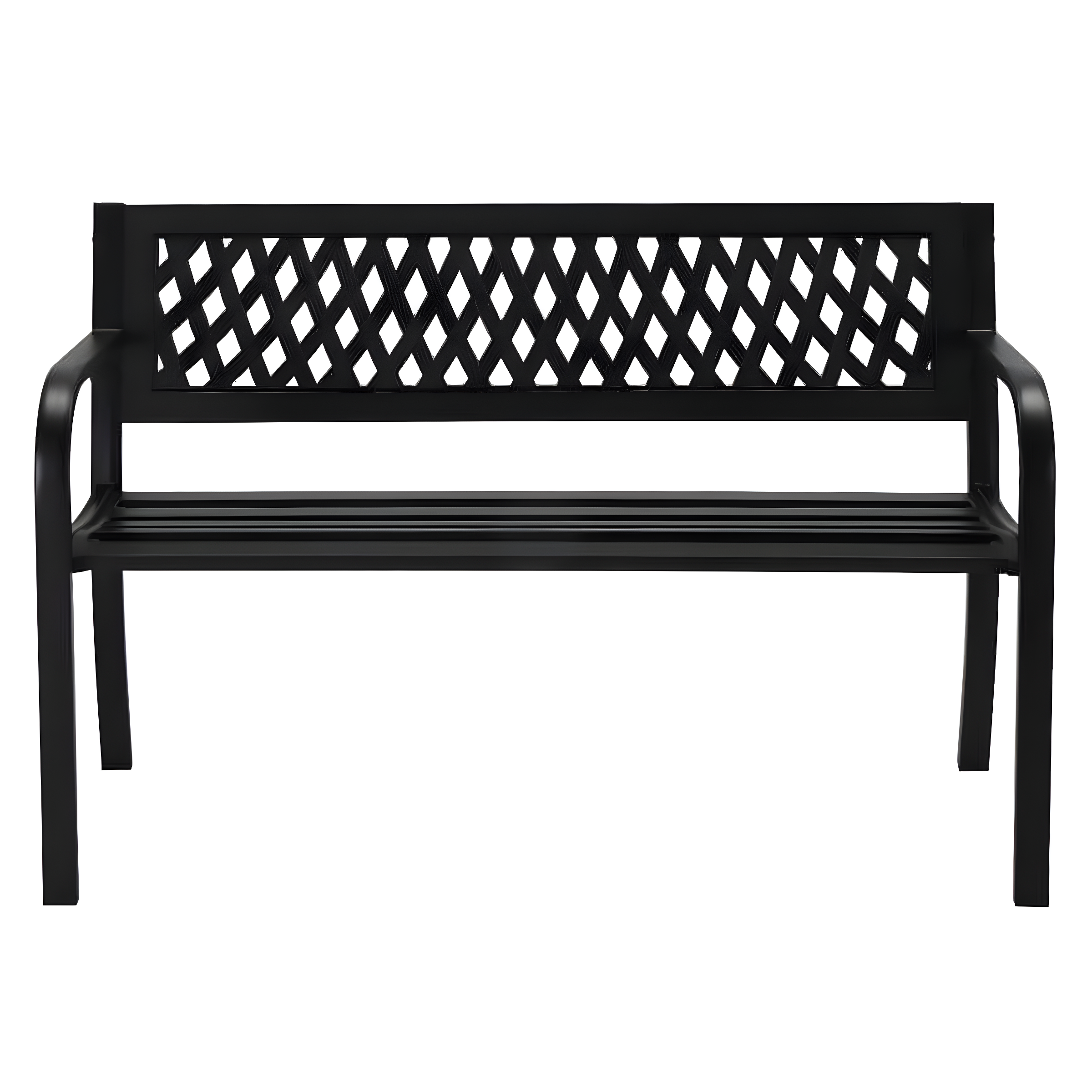 Gardenised Outdoor Steel 47 Park Bench for Yard, Patio, Garden and Deck, Black Weather Resistant Porch Bench, Park Seating