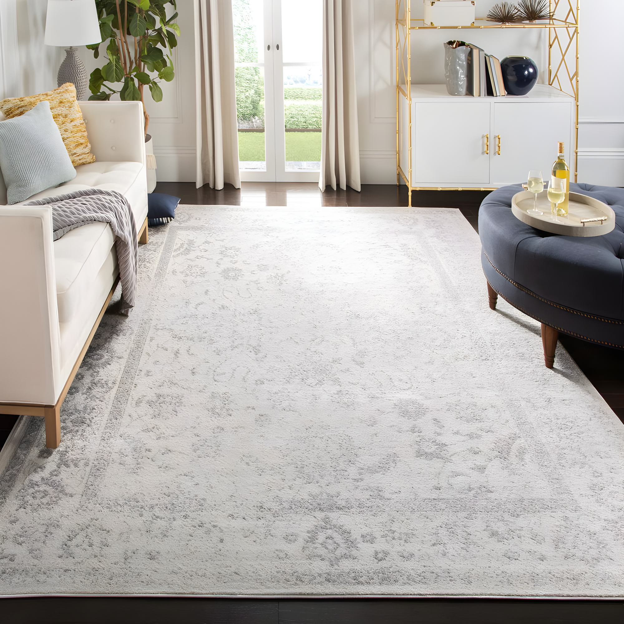 Adirondack ADR109 Machine Made Indoor Area Rug - Ivory/Silver - 10'x14' - Safavieh