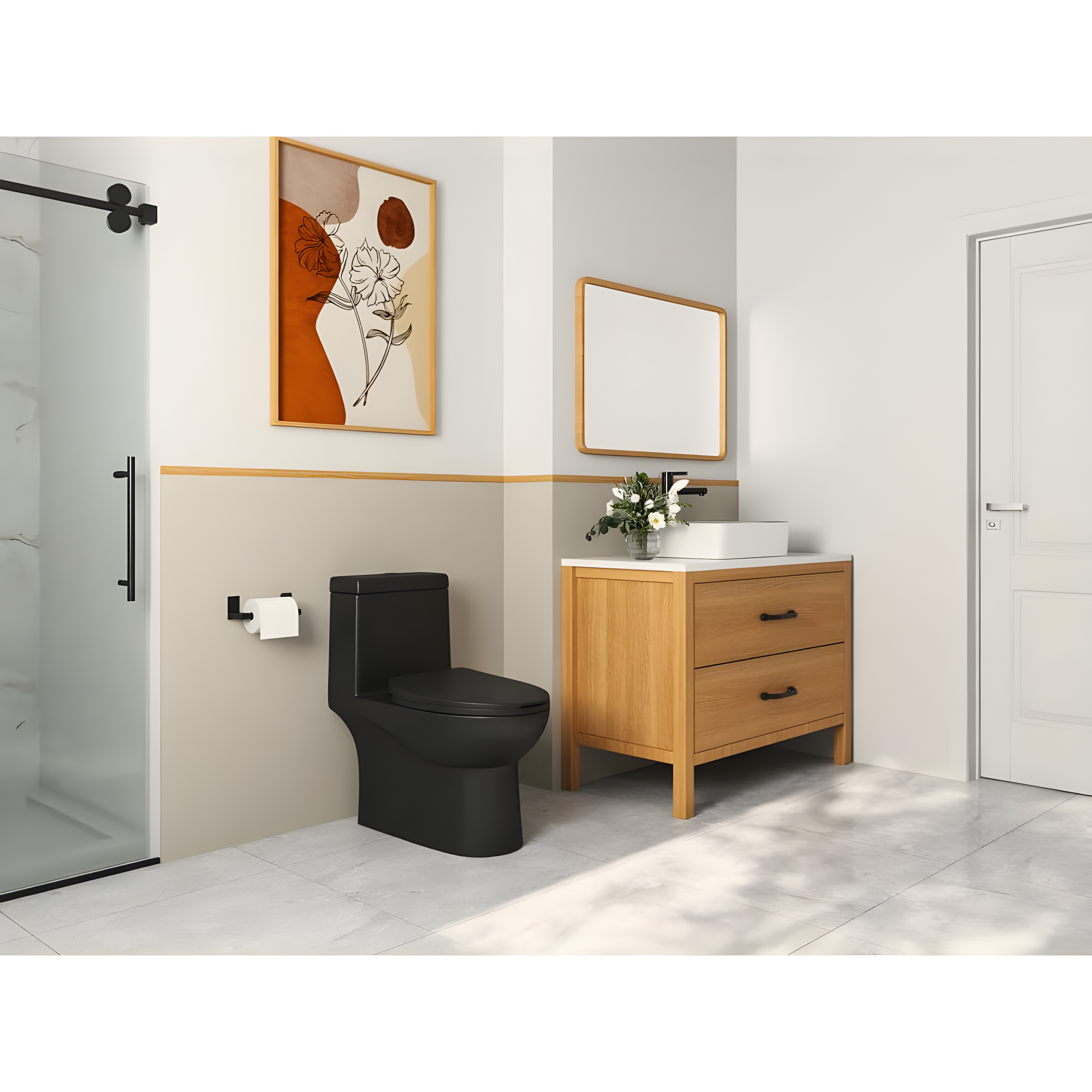 Ally Dual-Flush Elongated One-Piece Toilet with Glazed Surface Modern Toilet with Comfort Seat Height(Seat Included)