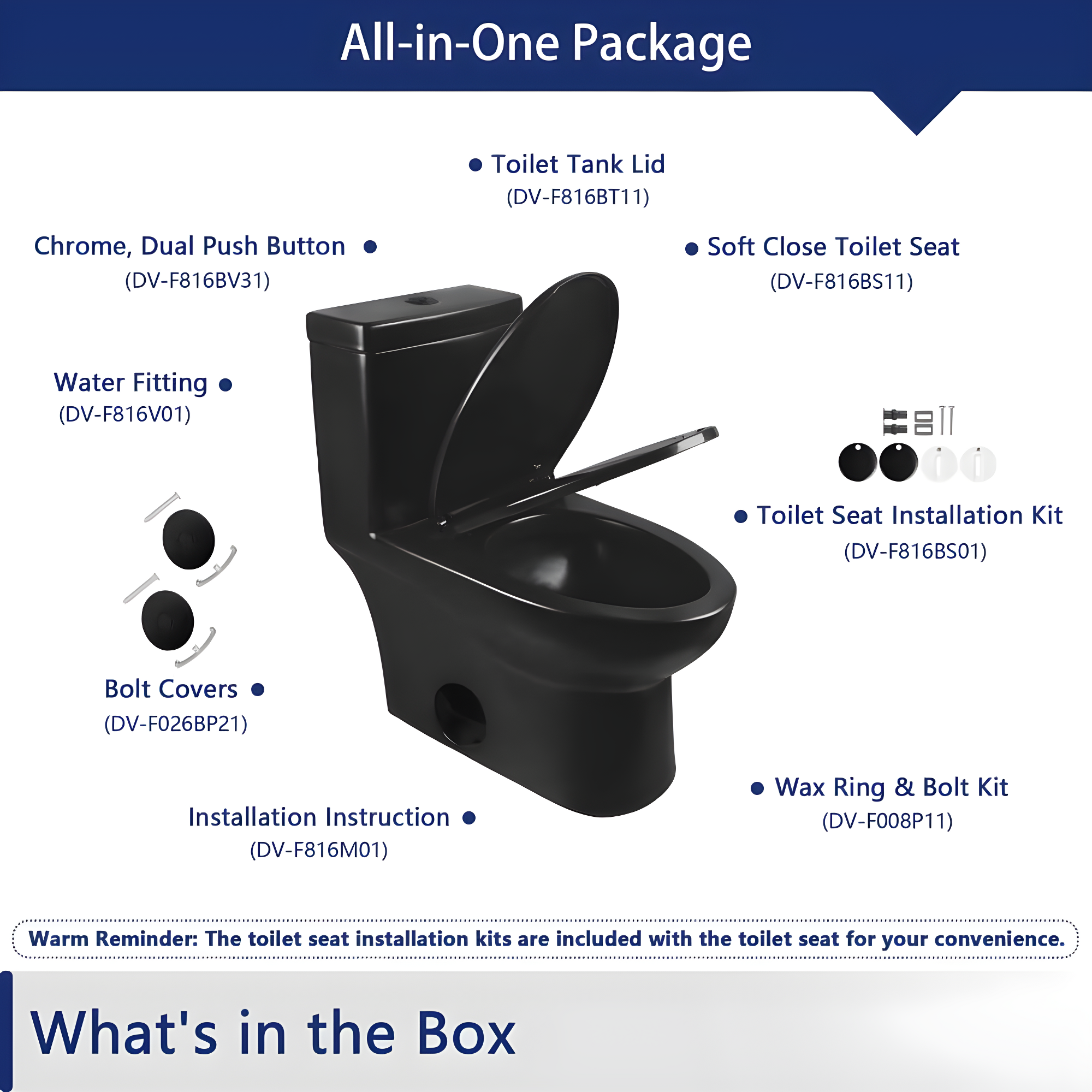 Ally Dual-Flush Elongated One-Piece Toilet with Glazed Surface Modern Toilet with Comfort Seat Height(Seat Included)