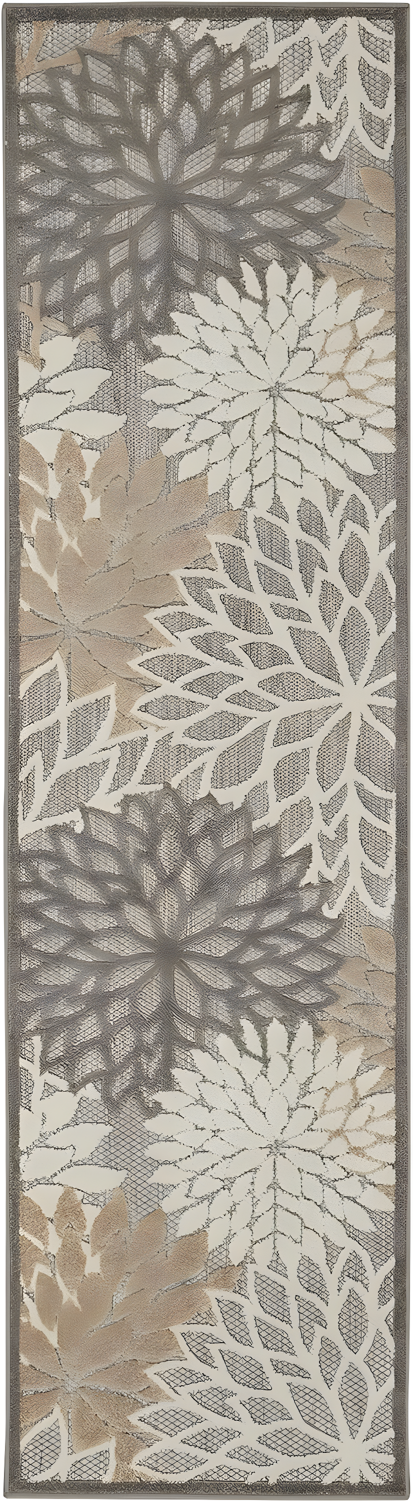 Nourison Aloha Floral Bloom Flatweave High-Low Indoor Outdoor Runner Rug Natural 2' x 6'