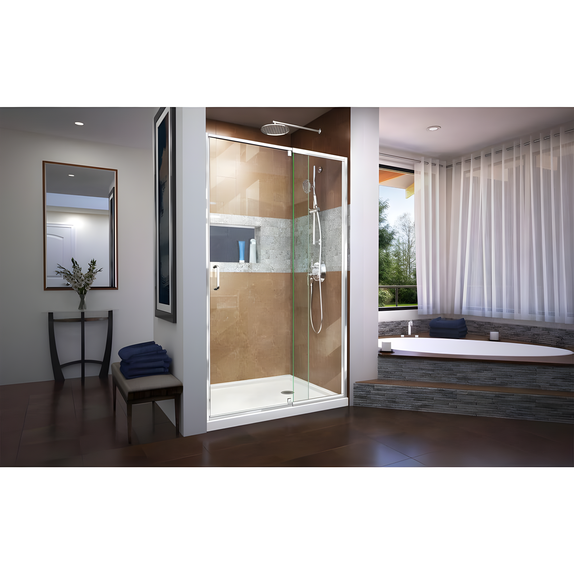 Flex 38" W x 72" H Pivot Semi-Frameless Shower Door