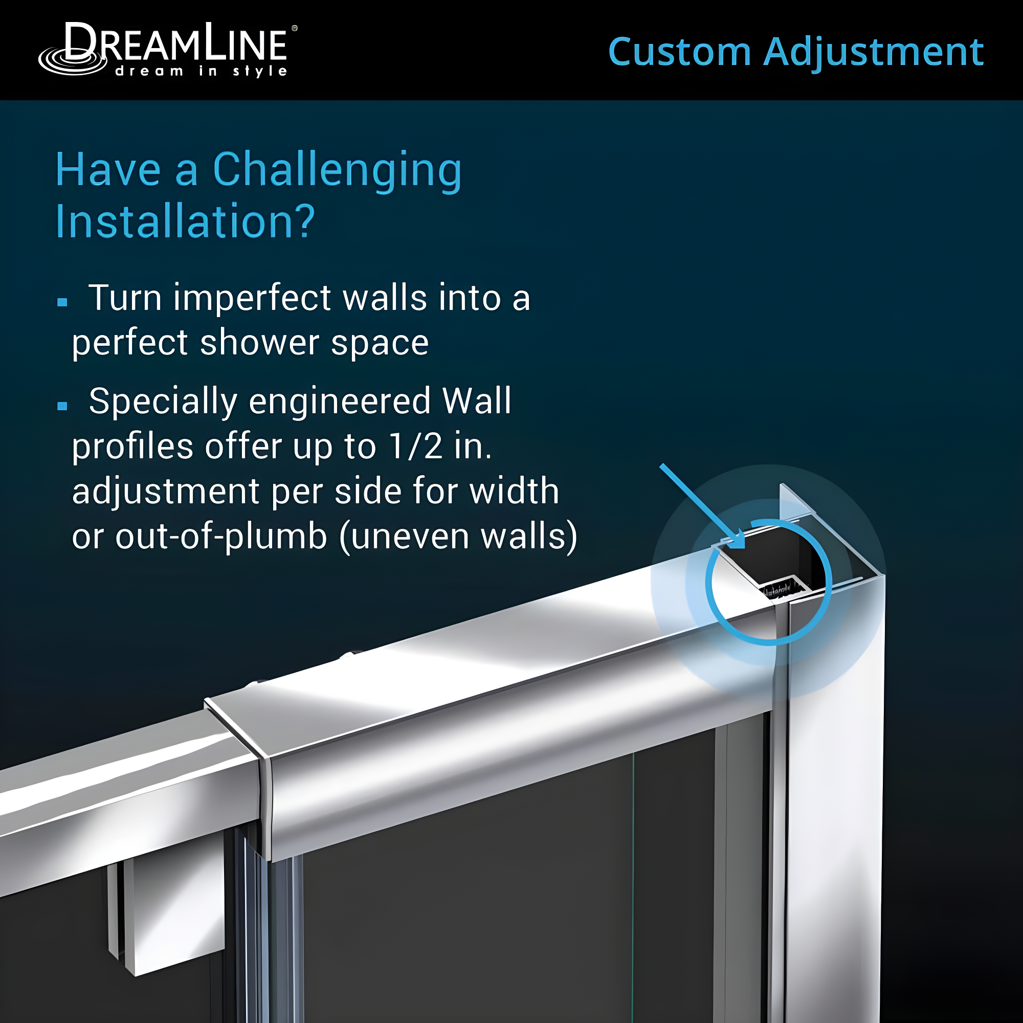 Flex 38" W x 72" H Pivot Semi-Frameless Shower Door
