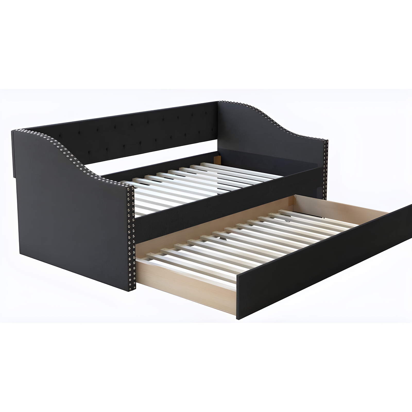 Boyd Sleep Manchester Upholstered Daybed with Pull Out Trundle, Twin Size, Tufted Backboard,