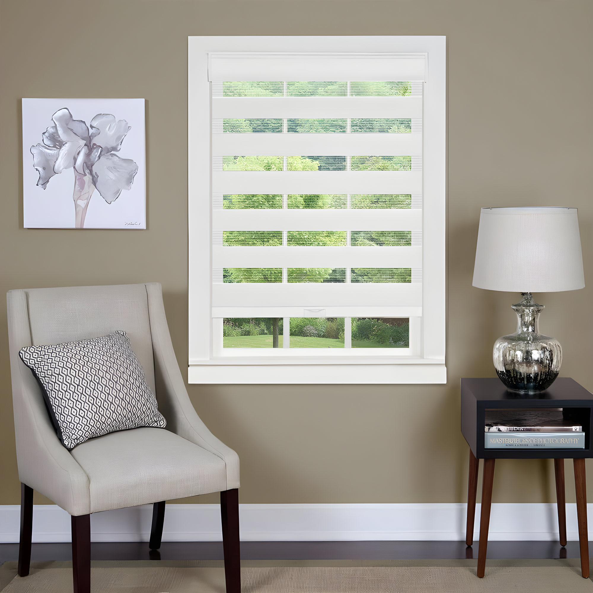Ergode Cordless Celestial Sheer Double Layered Shade 29x72 - White