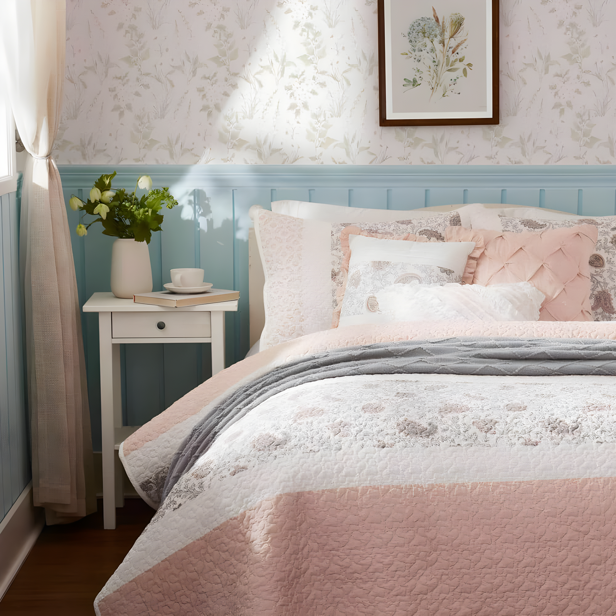 Madison Park Dawn 6 Piece Cotton Percale Quilt Set with Throw Pillows
