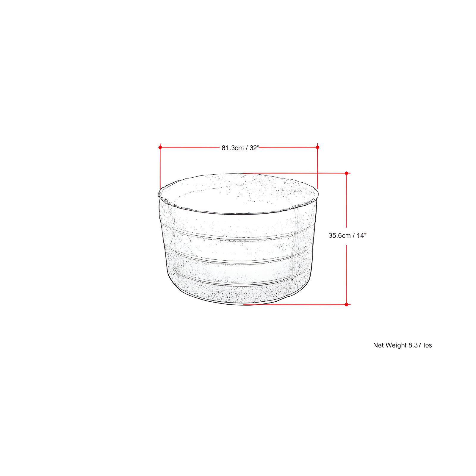 Simpli Home Brody Faux Leather Pouf