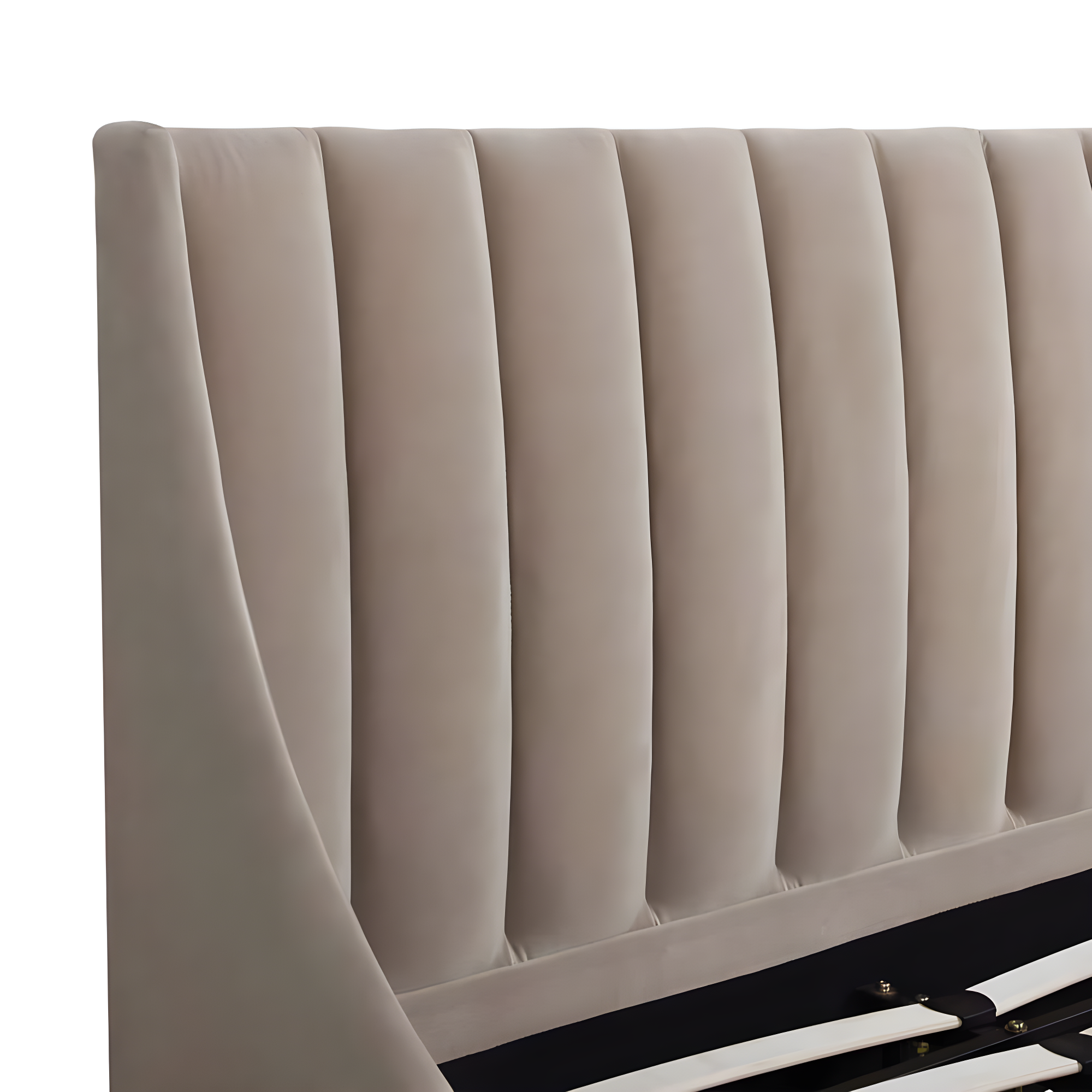 TiramisuBest King Vertical Tufted Headboard Bed Set, Mink Beige Velvet