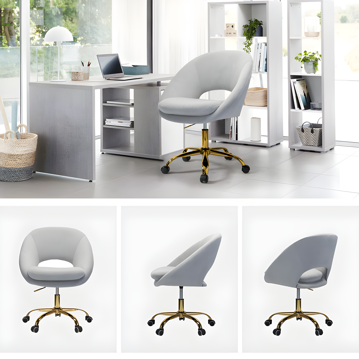 Louise Velvet Modern Task Chair with Ergonomic Design