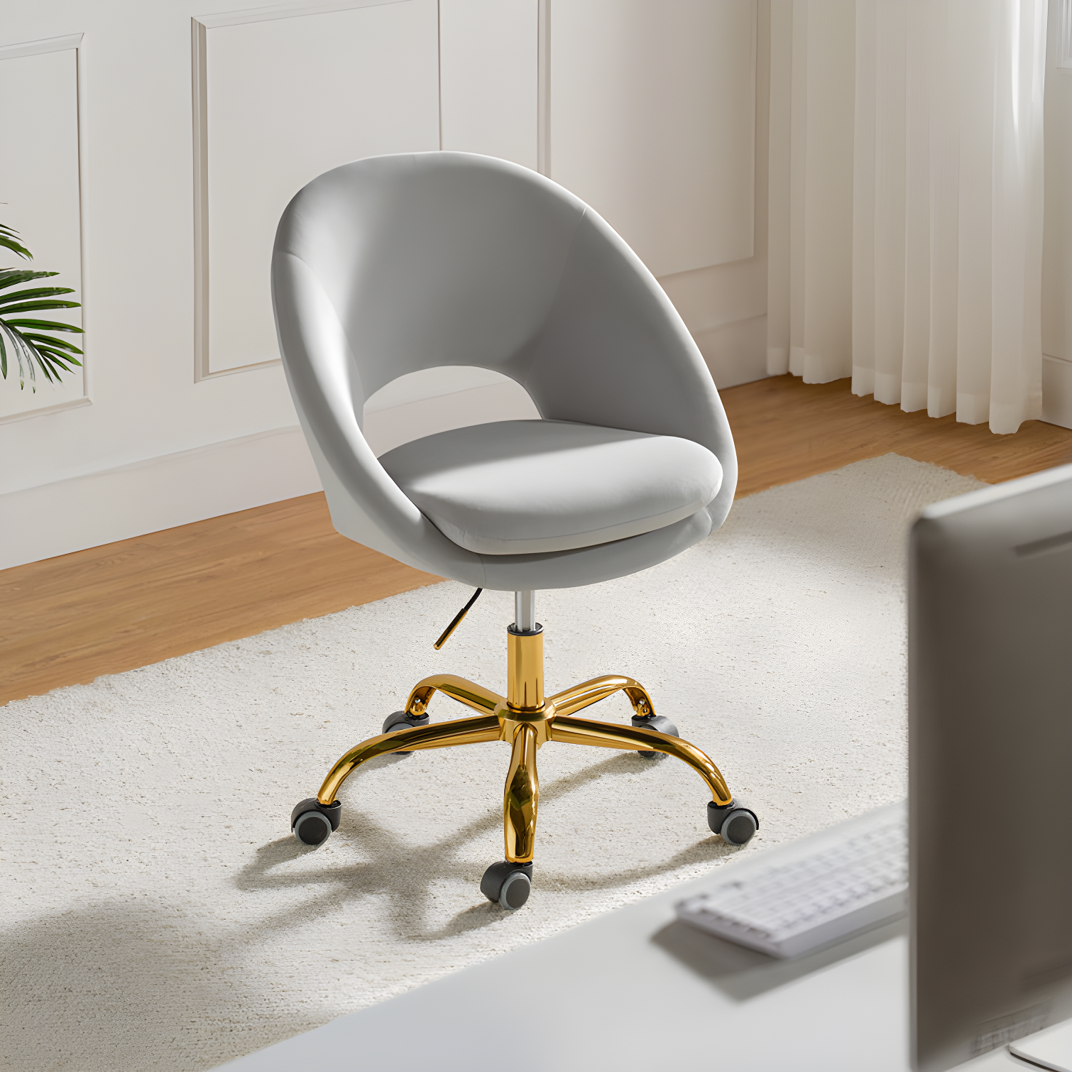 Louise Velvet Modern Task Chair with Ergonomic Design