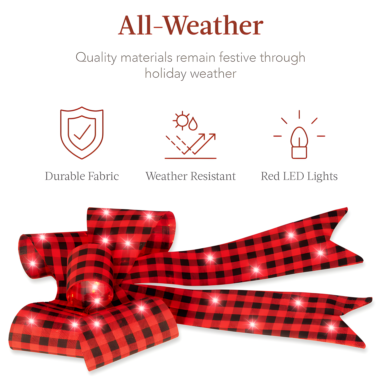The Holiday Aisle® Set Of 3 Pre-Lit Christmas Bows, Indoor/Outdoor LED Holiday Decor W/ 8 Light Functions - Plaid